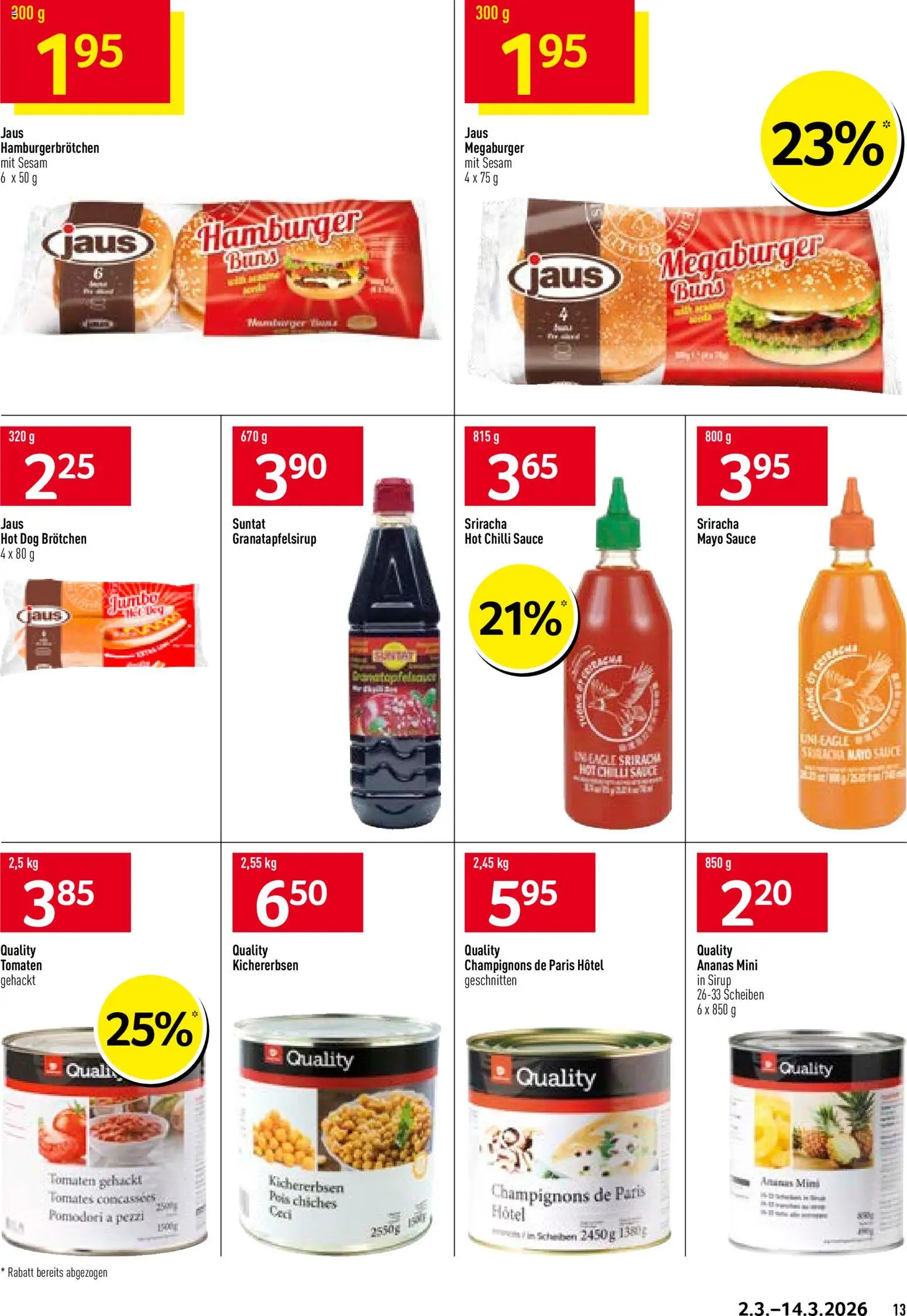 Prodega Aktionen Take Away – gültig ab 02.03.2026 | Seite: 13 | Produkte: Sirup, Champignons, Tomaten, Ananas