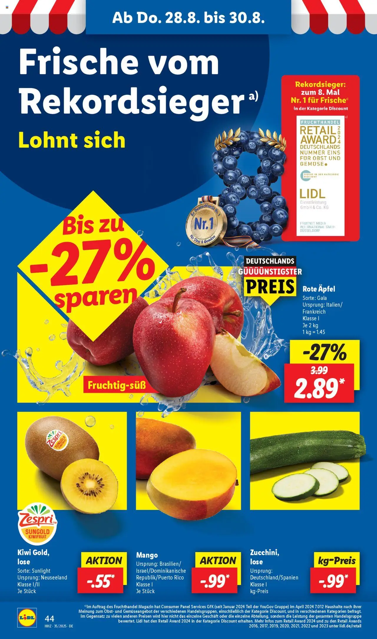 Lidl Prospekt Hohenkirchen	 - gültig ab dem 25.08.2025 | Seite: 60 | Produkte: Äpfel, Obst, Mango, Kiwi