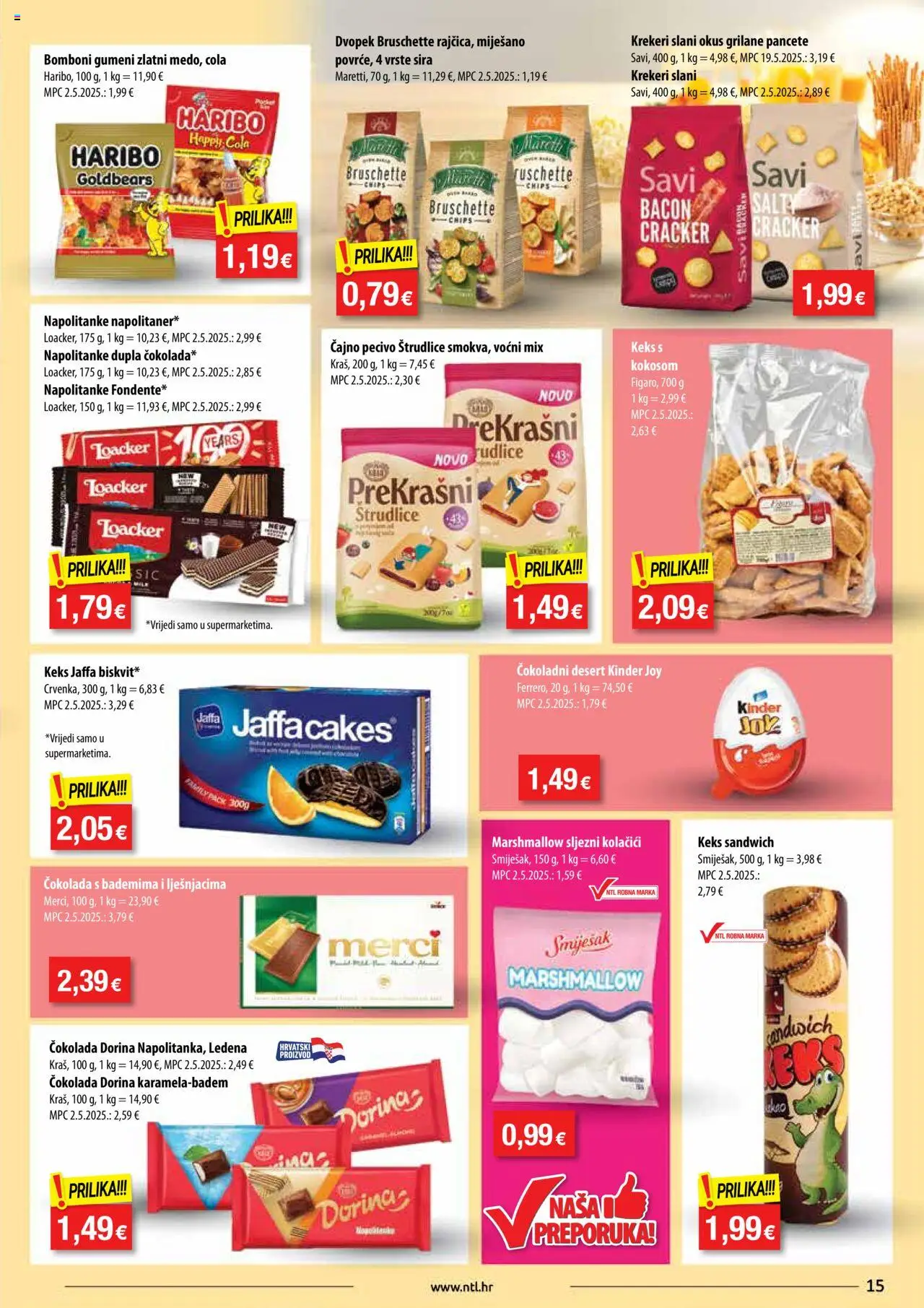 NTL katalog | vrijedi od 08.10.2025 | Stranica: 15 | Proizvodi: Dorina, Čokolada, Merci, Pecivo