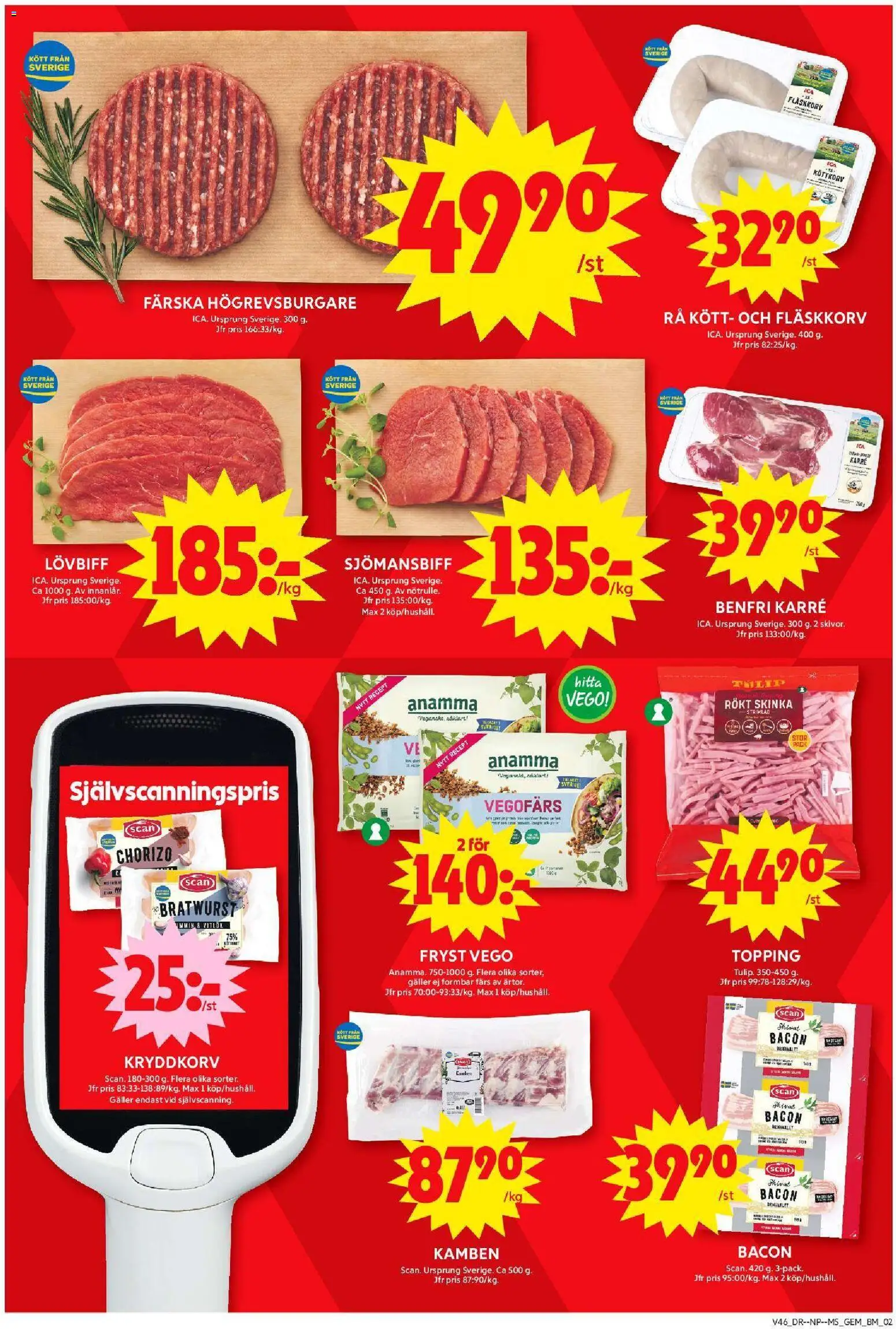 ICA Maxi reklamblad aktuell från 10.11.2025 | Sida: 2 | Produkter: Bacon, Galler, Vitlök, Chorizo