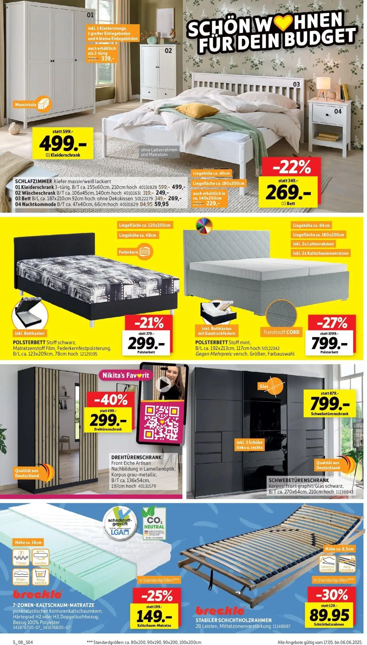Sconto Prospekt - gültig ab dem 17.05.2025 | Seite: 4 | Produkte: Bett, Kleiderschrank, Drehtürenschrank, Polsterbett
