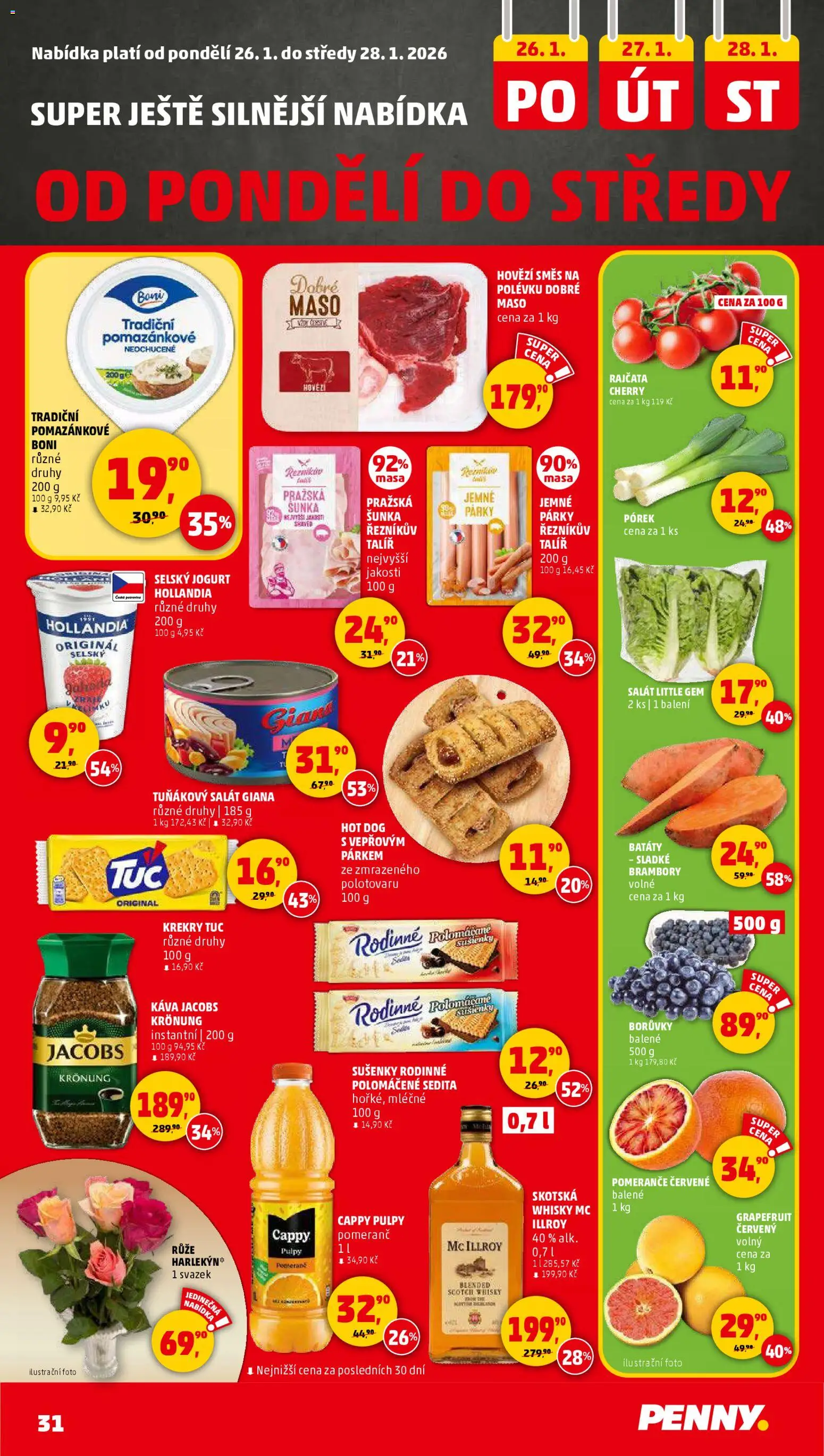 Penny Market leták - Čtvrtečník od 22.01.2026 | Strana: 31 | Produkty: Šunka, Salát, Batáty, Jacobs