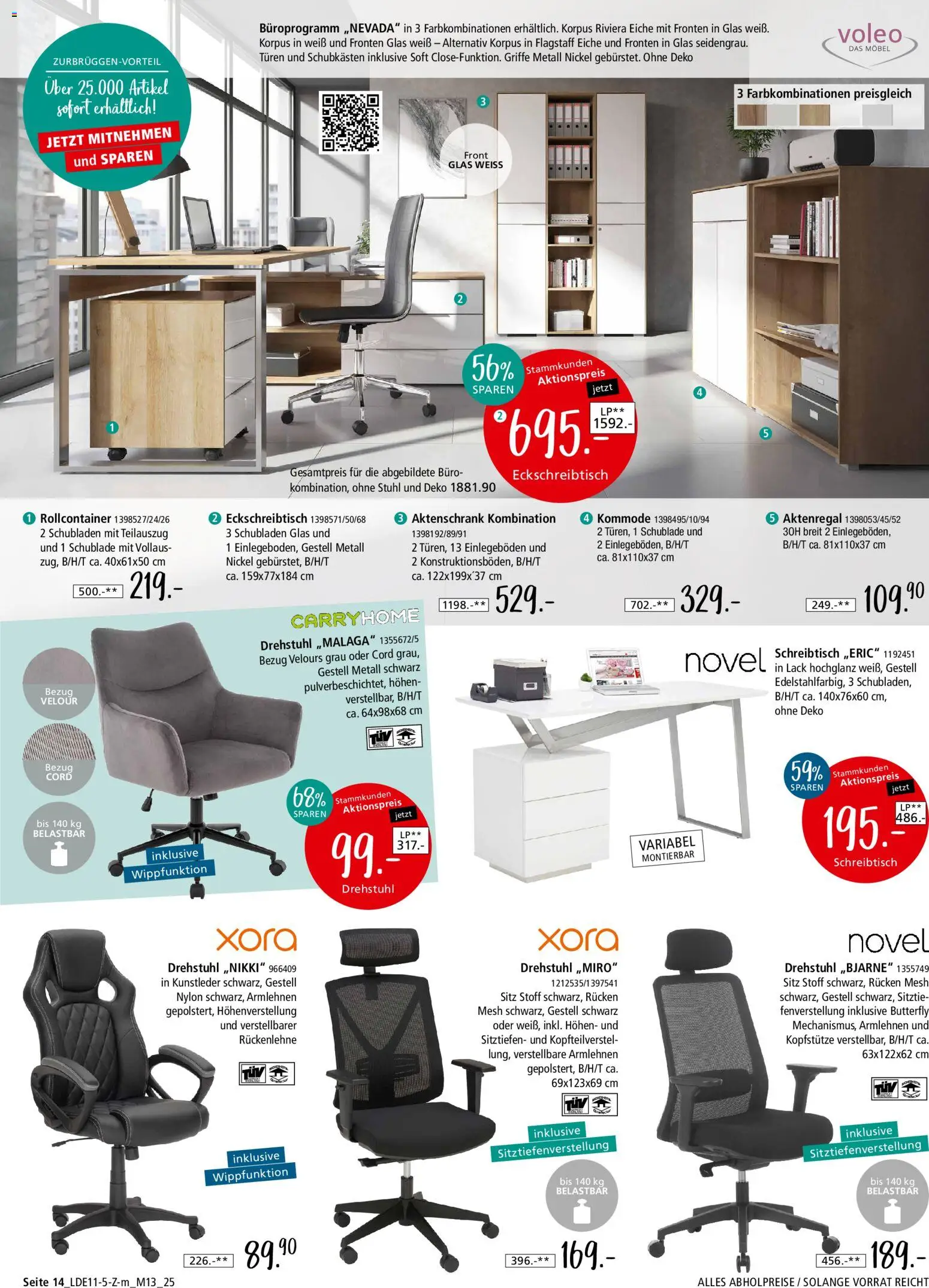 Zurbrüggen Z2-Junges Wohnen – gültig ab 08.11.2025 | Seite: 44 | Produkte: Kommode, Stuhl, Rollcontainer, Aktenregal