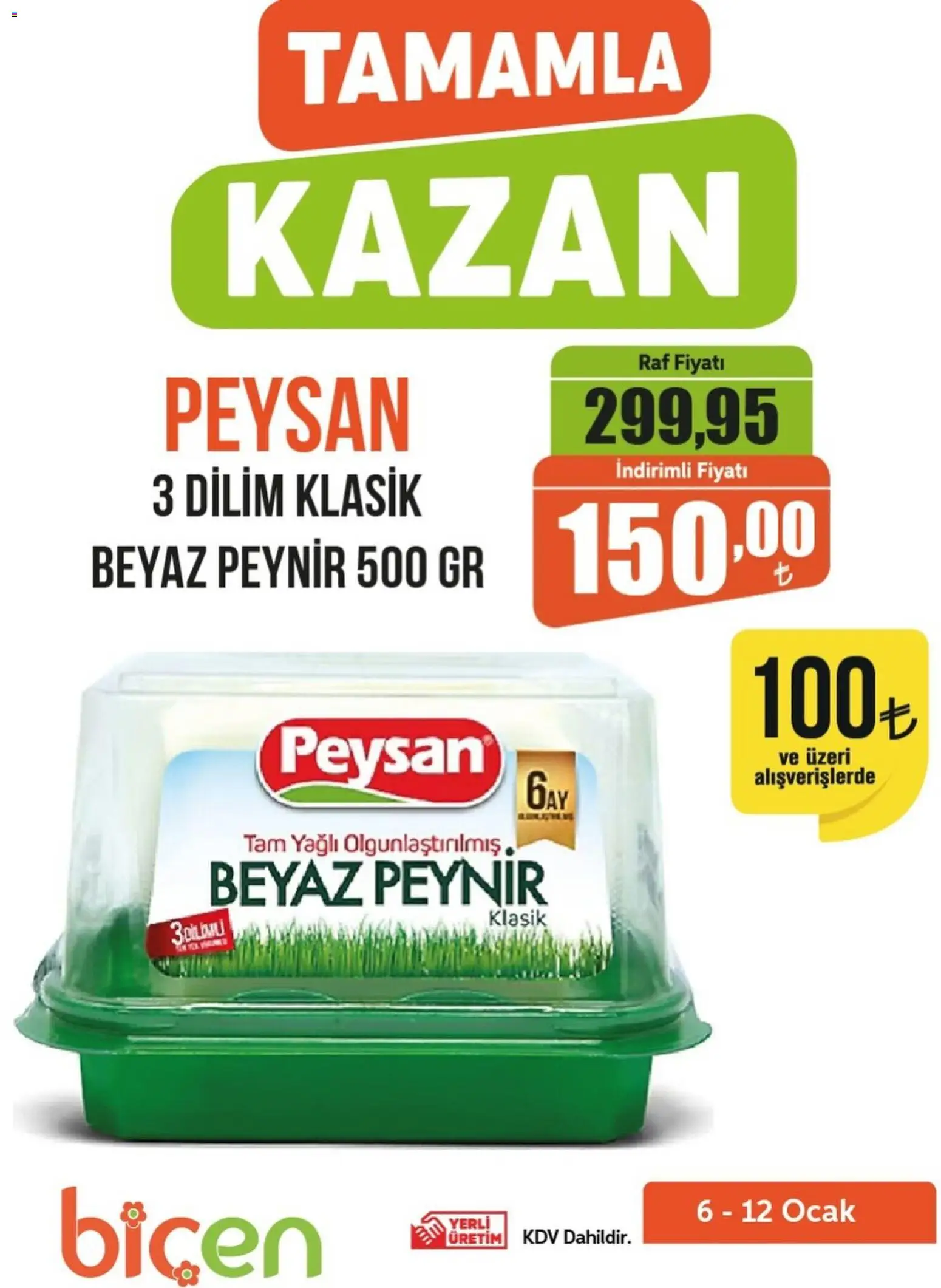 Biçen Market - Tamamla Kazan - 06.01.2026 tarihinden itibaren geçerlidir | Sayfa: 1 | Ürünler: Raf, Peynir, Ocak