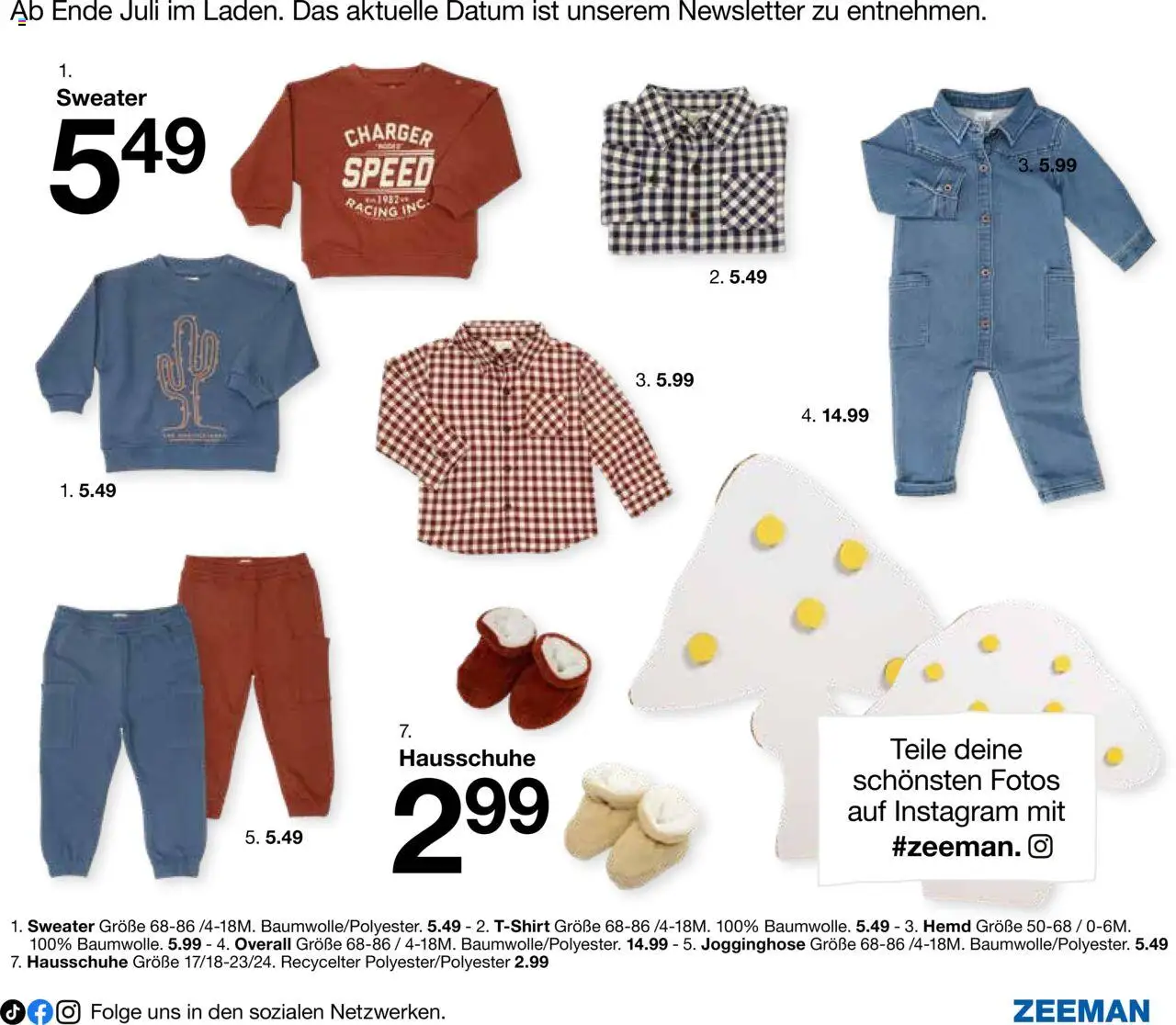 Zeeman Babyprospekt - gültig ab dem 18.07.2025 | Seite: 21 | Produkte: Jogginghose, Hemd, Overall, Hausschuhe