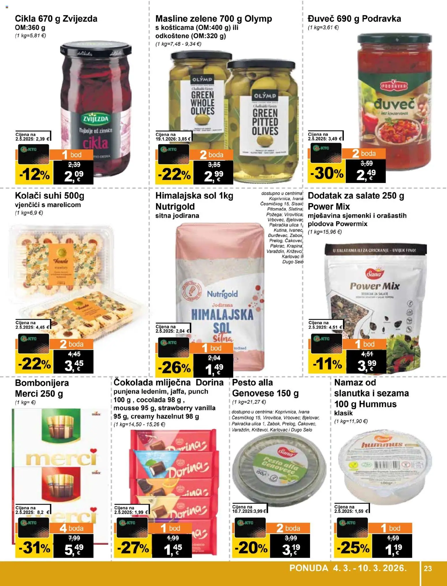 KTC katalog | vrijedi od 04.03.2026 | Stranica: 23 | Proizvodi: Dorina, Podravka, Cikla, Namaz