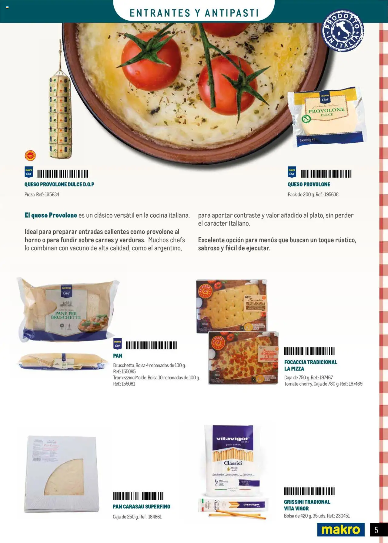 Makro - Restaurantes Italianos │ válido desde el 01.05.2025 | Página: 5 | Productos: Queso, Pan, Pizza, Caja