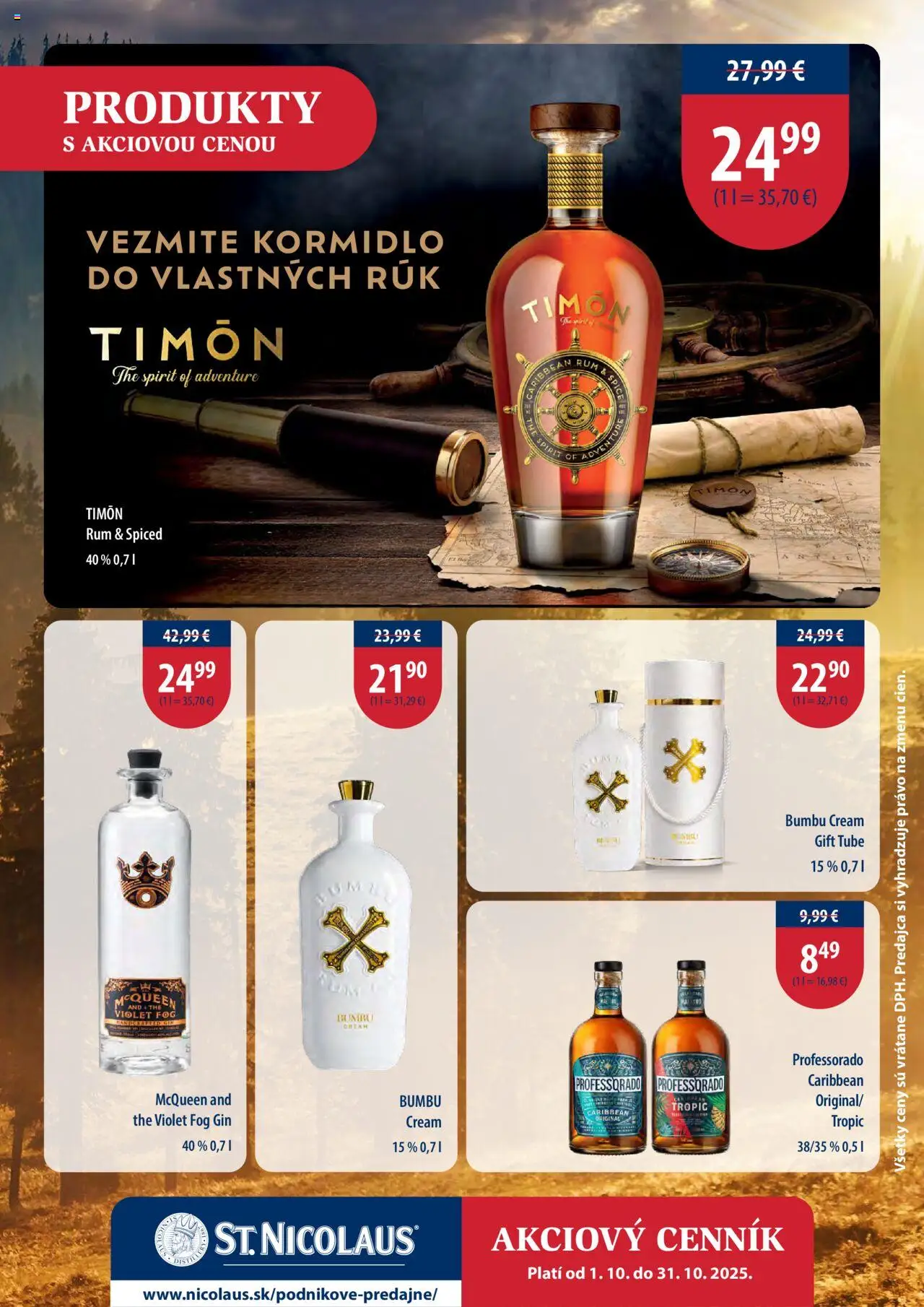 Nové St. Nicolaus akcie – leták je platný od 01.10.2025 | Strana: 9 | Produkty: Gin, Rum