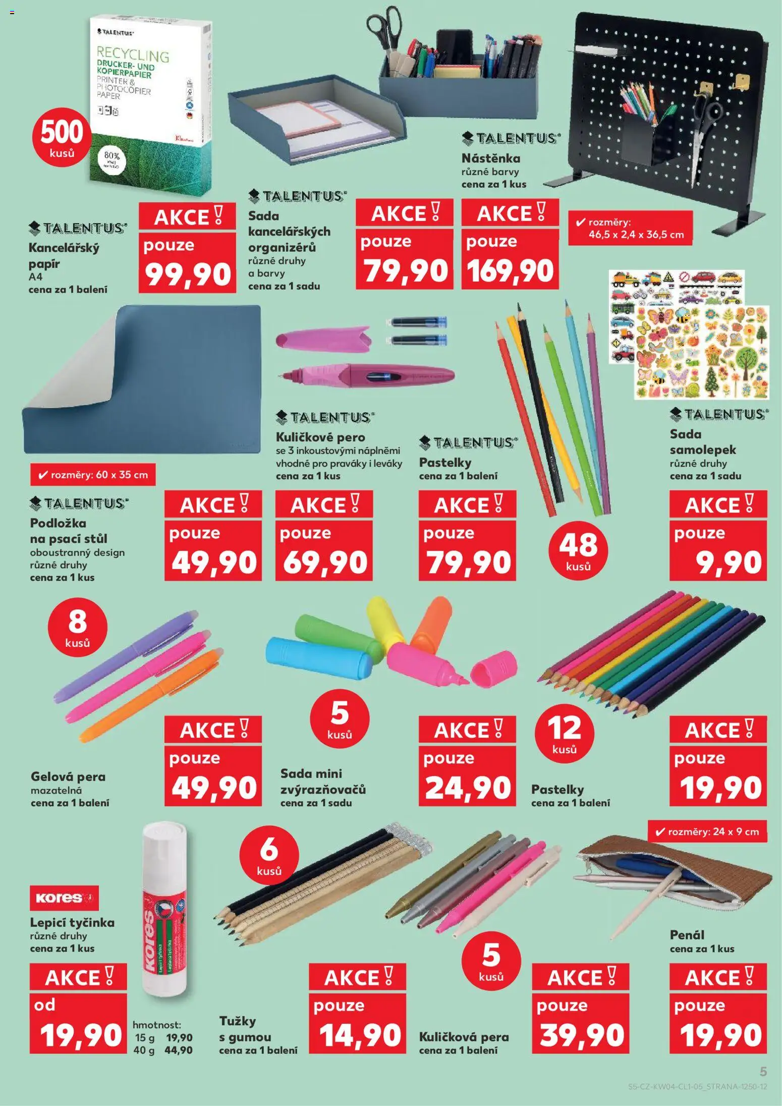 Kaufland leták - Kolín od 21.01.2026 | Strana: 5 | Produkty: Kancelářský papír, Stůl, Talentus, Psací stůl