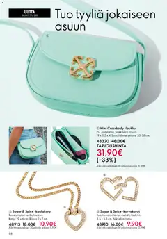 Oriflame-mainoslehti voimassa 01.04.2026 alkaen | Sivu: 98 | Tuotteet: Laukku, Kaulakoru, Korvakorut