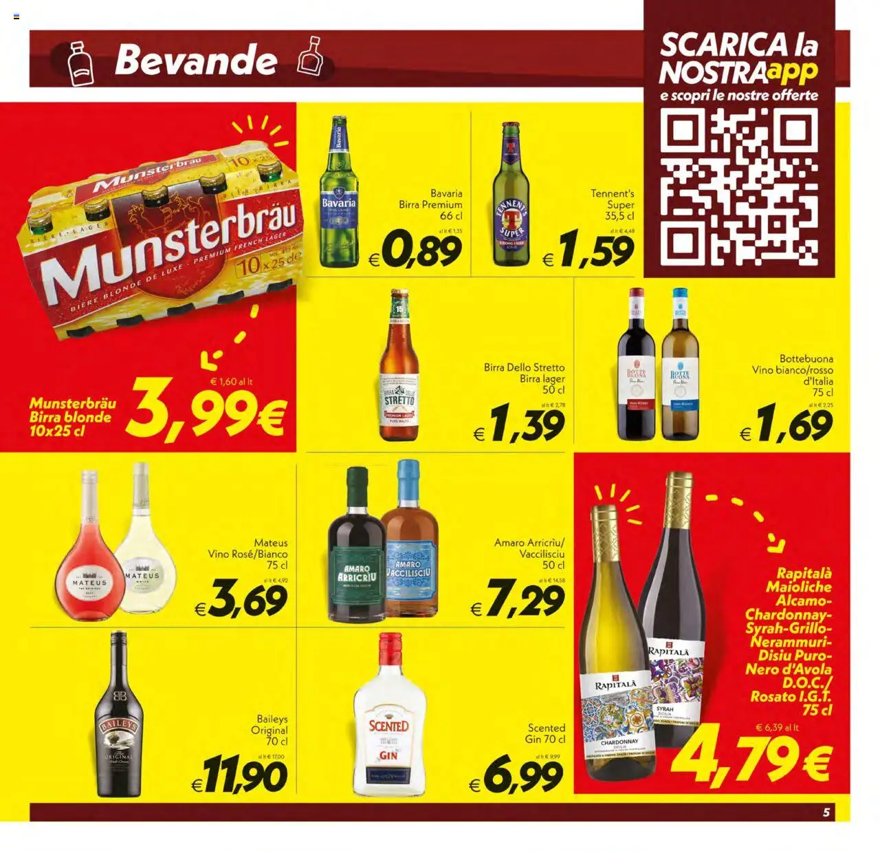 Volantino SuperConveniente del 12.08.2025 | Pagina: 5 | Prodotti: Tennent's, Gin, Vino, Amaro