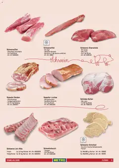 Metro - Sortimentskatalog Lieferservice ab 31.07.2025 gültig | Seite: 5 | Produkte: Schweinebauch, Schweinefilet, Kasseler nacken, Schinken