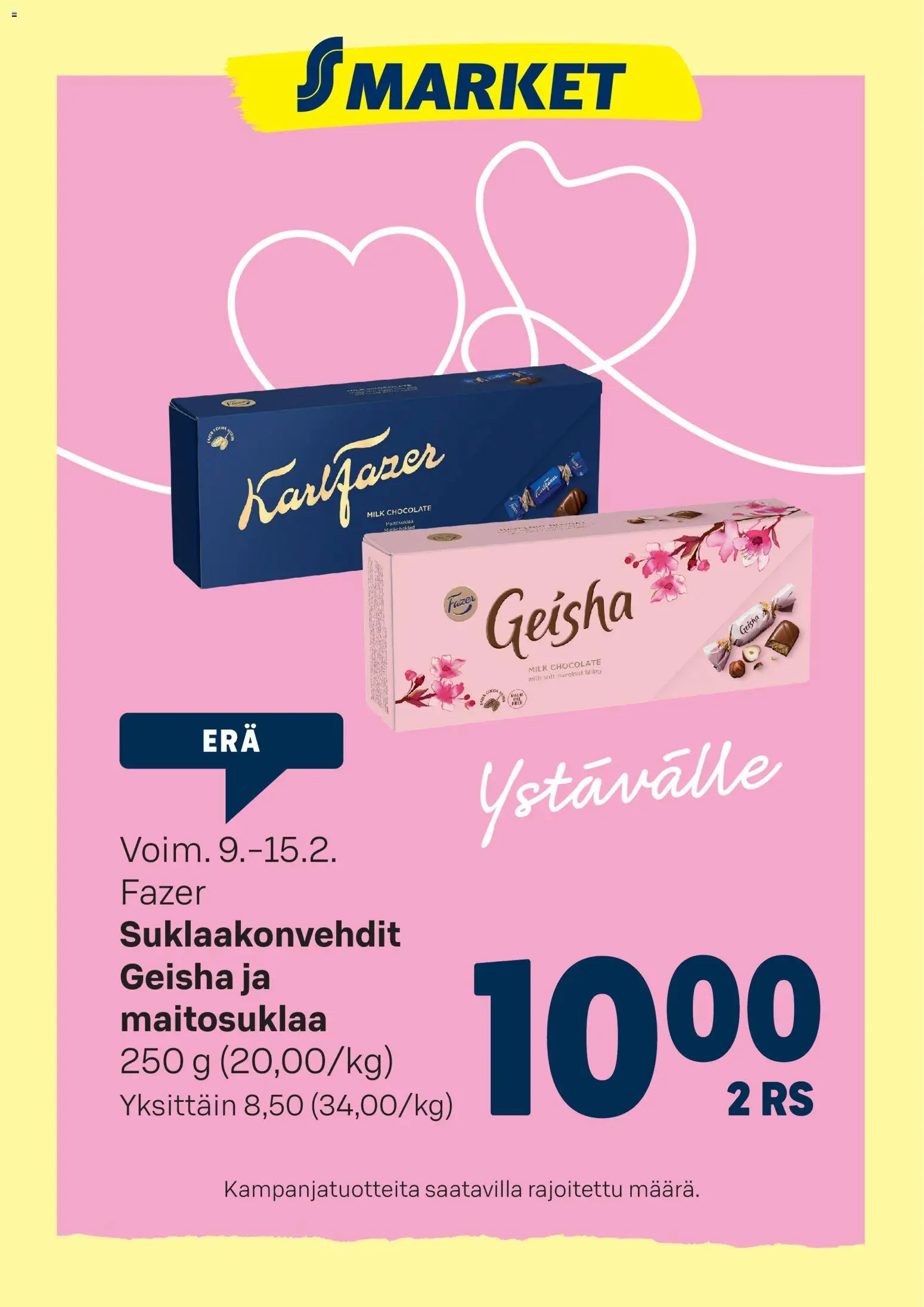 S-market tarjoukset ystävänpäiväviikko – voimassa 09.02.2026 alkaen | Sivu: 1