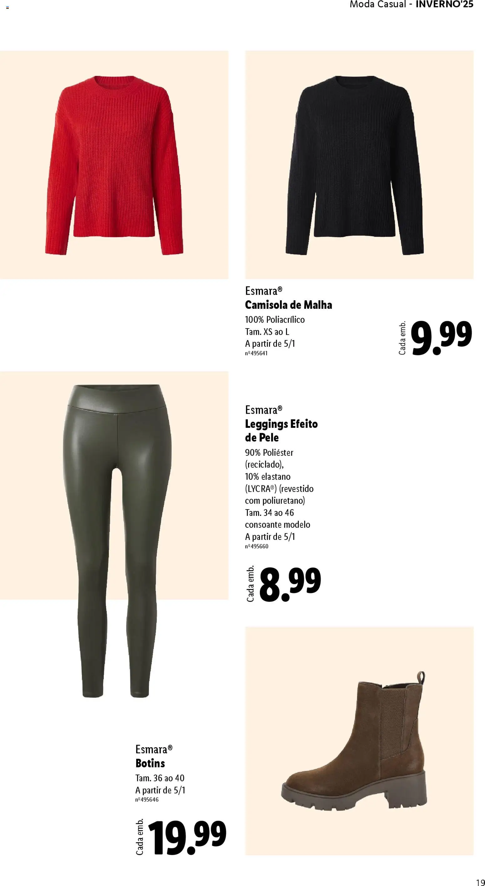 Lidl folheto │ válido de 01.12.2025 | Página: 19 | Produtos: Botins, Camisola, Leggings
