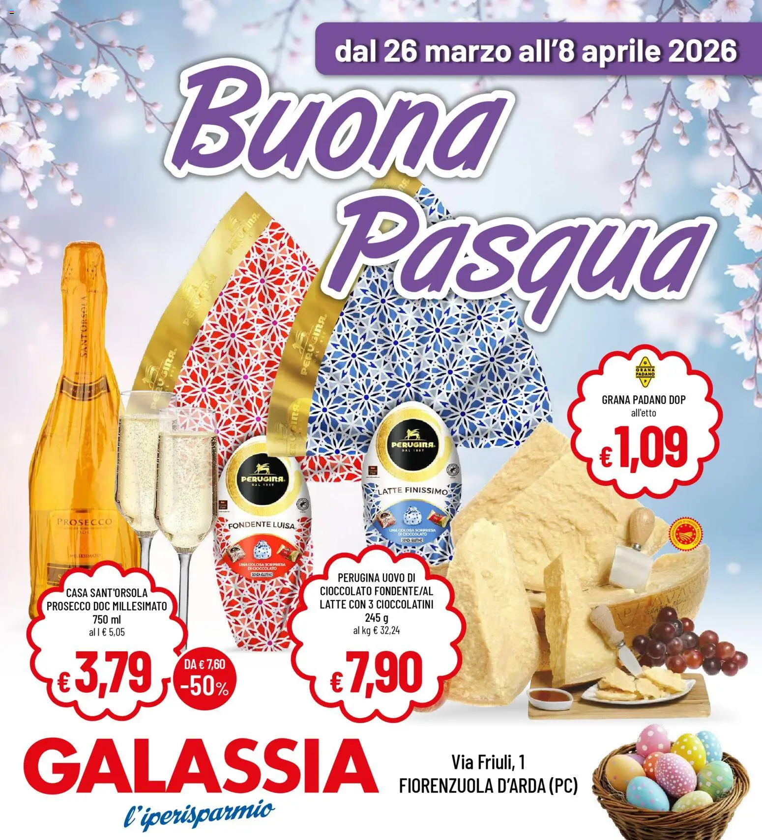 Volantino Galassia del 26.03.2026 | Pagina: 1 | Prodotti: Prosecco, Latte, PC, Cioccolatini