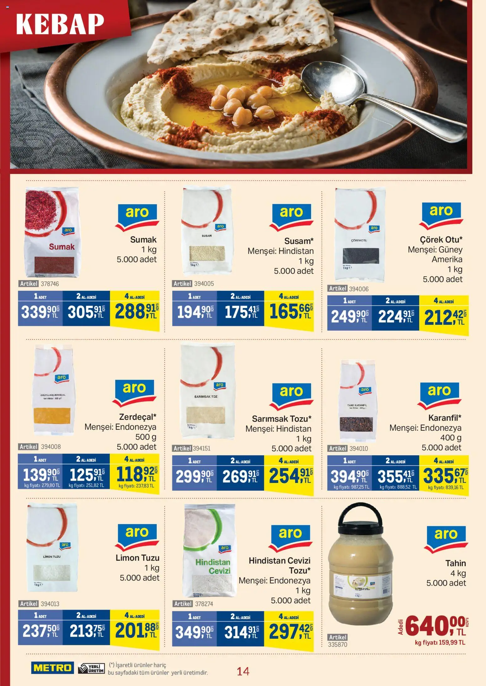 Metro - Kebap Kataloğu - 14.01.2026 tarihinden itibaren geçerlidir | Sayfa: 14 | Ürünler: Hindistan Cevizi, Limon, Sarımsak
