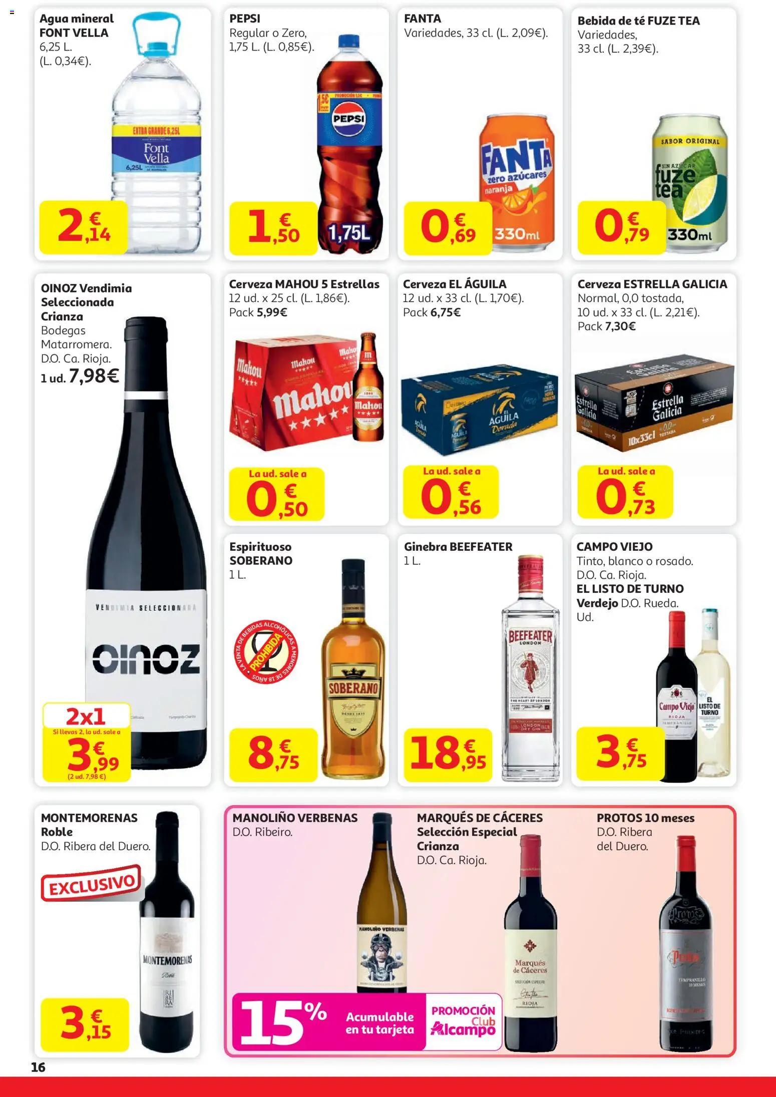 Alcampo - HG Catalan  │ válido desde el 29.12.2025 | Página: 16 | Productos: Cerveza, Ginebra, Té, Agua mineral
