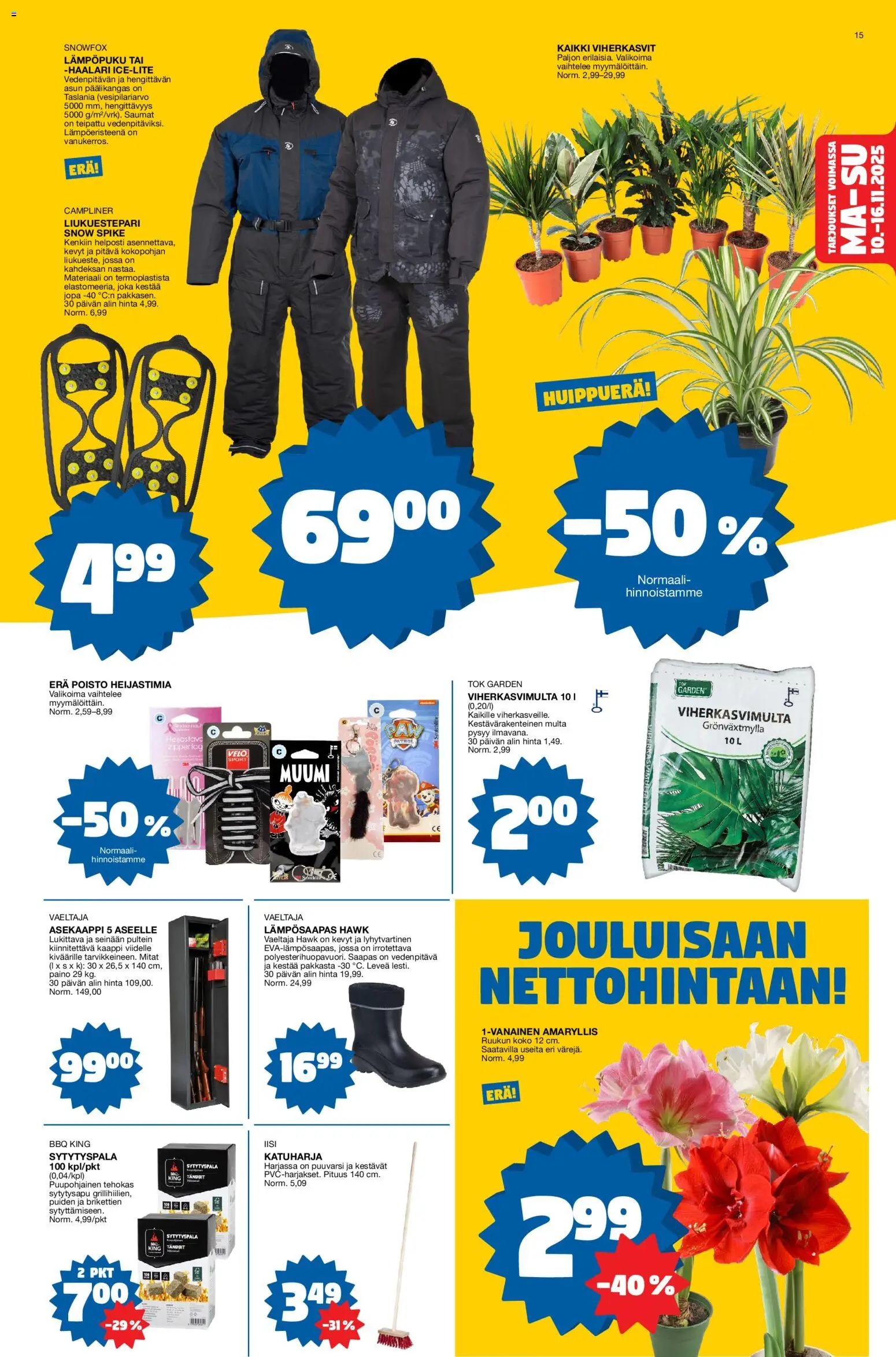 Tokmanni - Black Friday – voimassa 10.11.2025 alkaen | Sivu: 15 | Tuotteet: Multa, Kaappi, Haalari