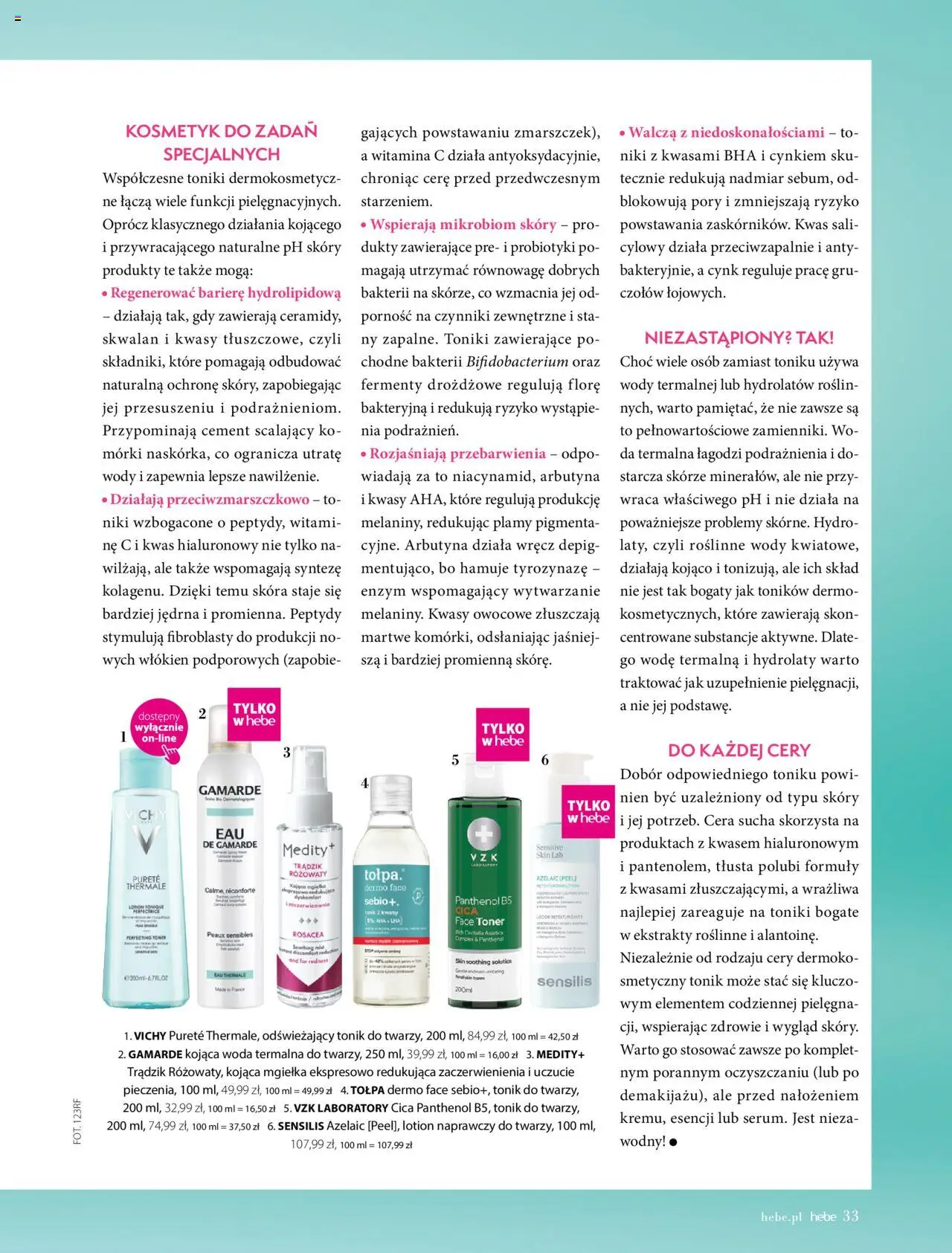 Hebe Gazetka - Magazyn od 01.05.2025 | Strona: 33 | Produkty: Toner, Lotion, Woda, Tonik