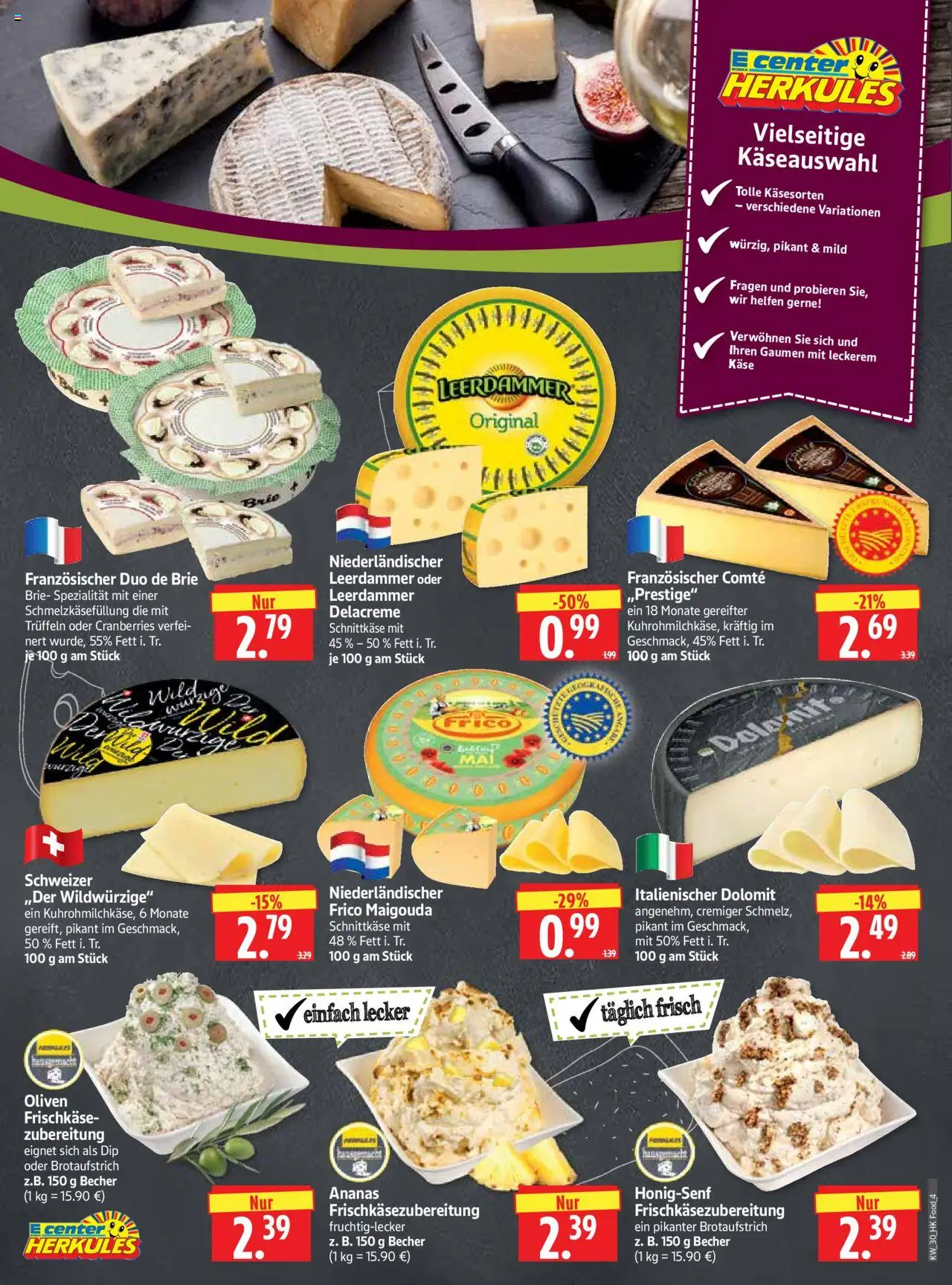 HERKULES Prospekt 	 - gültig ab dem 21.07.2025 | Seite: 4 | Produkte: Käse, Ananas, Leerdammer, Frischkase