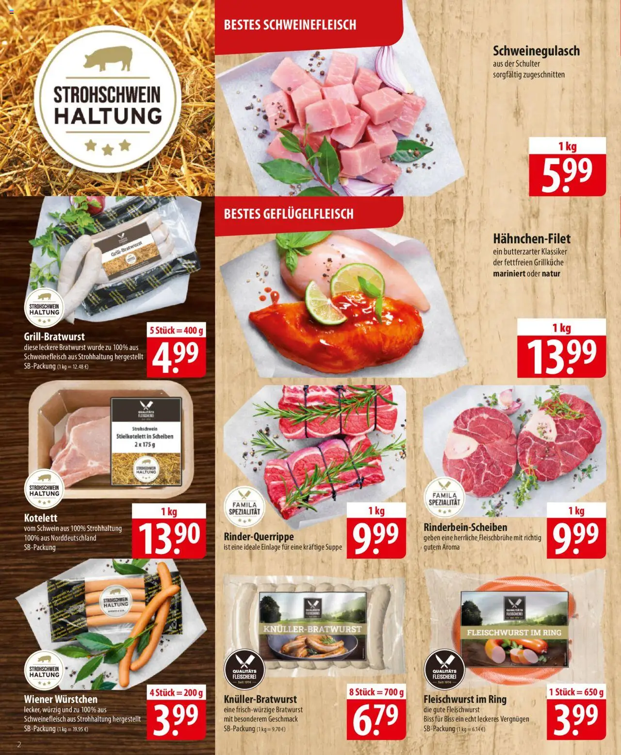 Famila Prospekt 	 – gültig ab 20.10.2025 | Seite: 2 | Produkte: Schweinegulasch, Wiener wurstchen, Bratwurst, Schweinefleisch