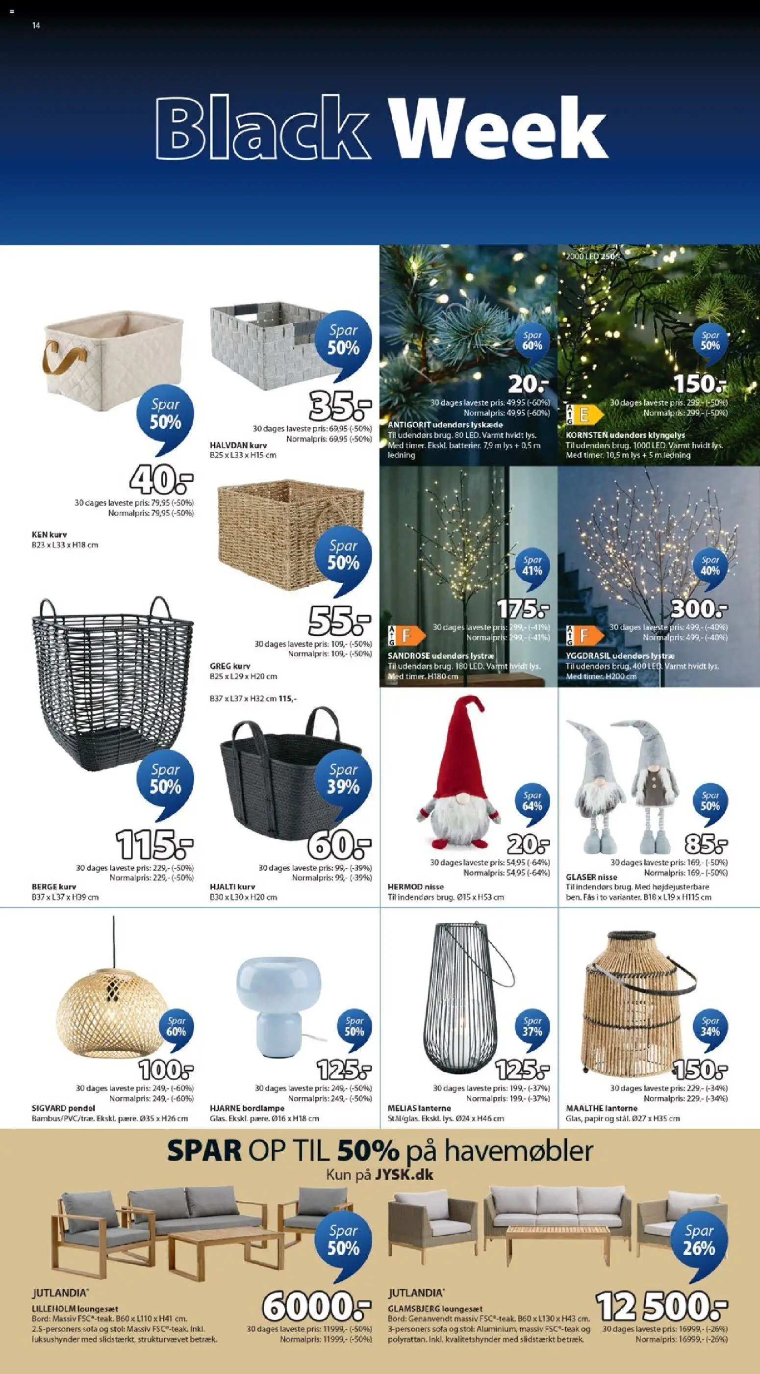JYSK tilbudsavis – gyldig fra 24.11.2025 | Side: 14 | Produkter: Sofa, Bord, Havemøbler, Loungesæt