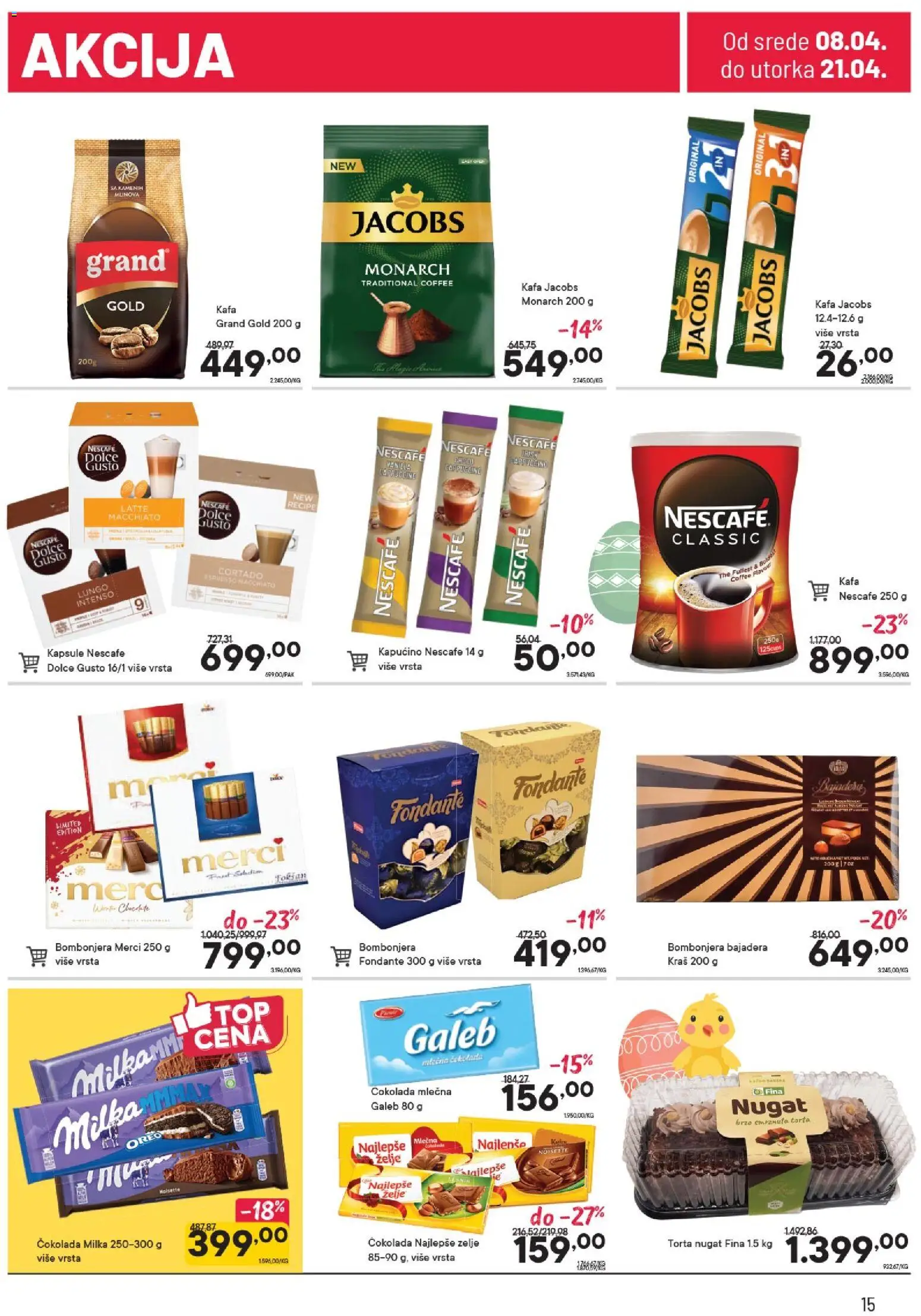 PerSu katalog - važi od 08.04.2026 | Strana: 15 | Proizvode: Milka, Kapsule, Merci, Kafa