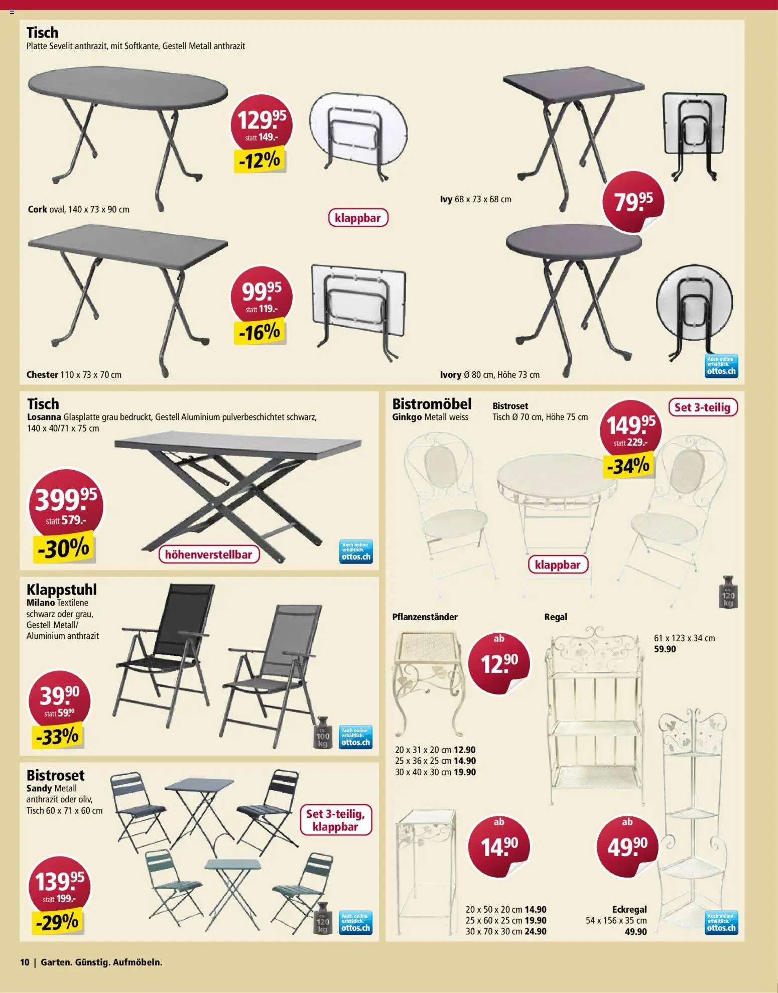 Otto's Aktionen Gartenmöbel – gültig ab 03.03.2026 | Seite: 10 | Produkte: Tisch, Eckregal, Regal