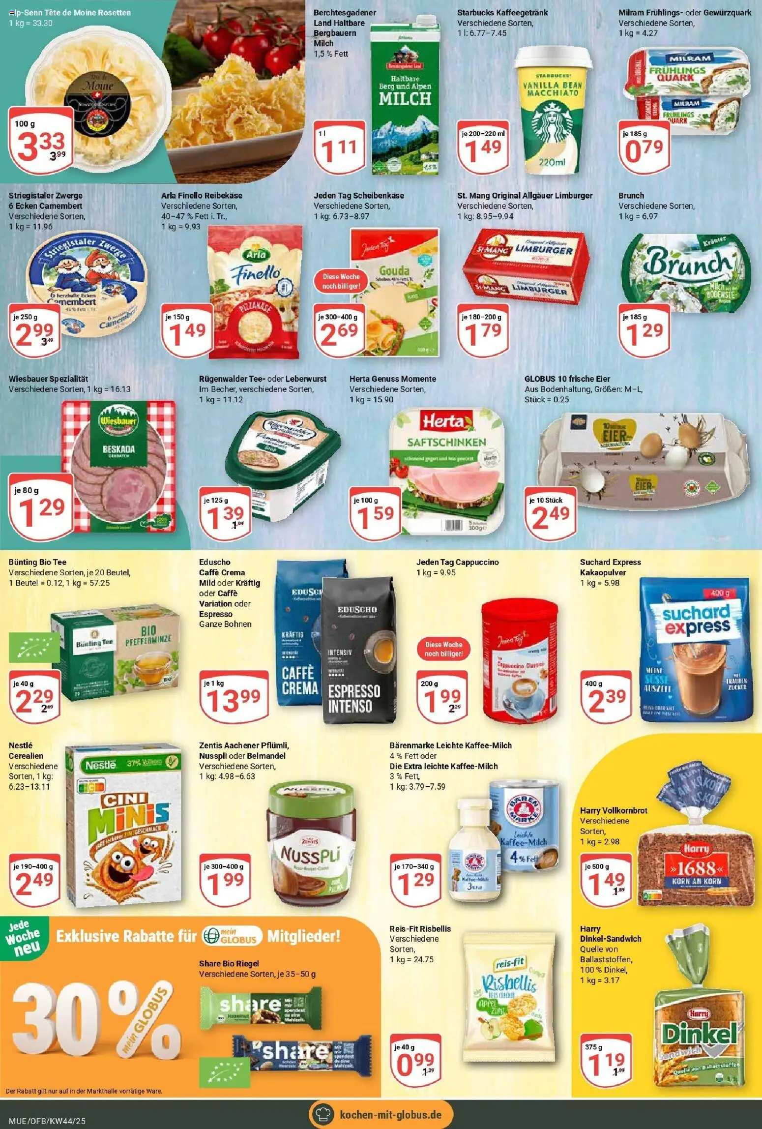 Globus prospekt Mühldorf	 – gültig ab 26.10.2025 | Seite: 11 | Produkte: Milch, Gouda, Tee, Eduscho