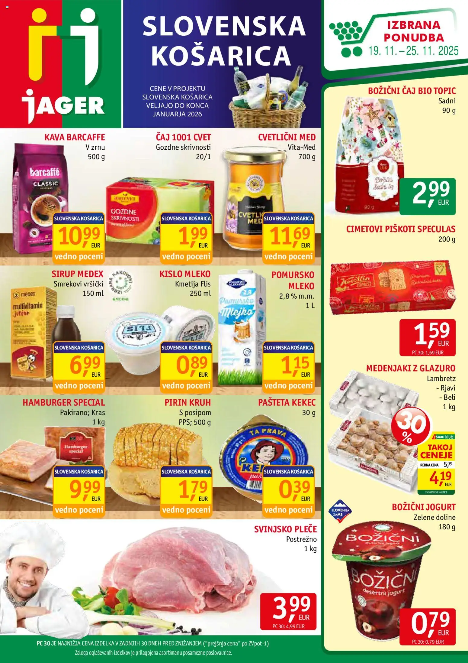 Novi Jager katalog ponudbe – veljaven od 19.11.2025 | Stran: 1 | Izdelki: Pašteta, Jogurt, Kava, Caj