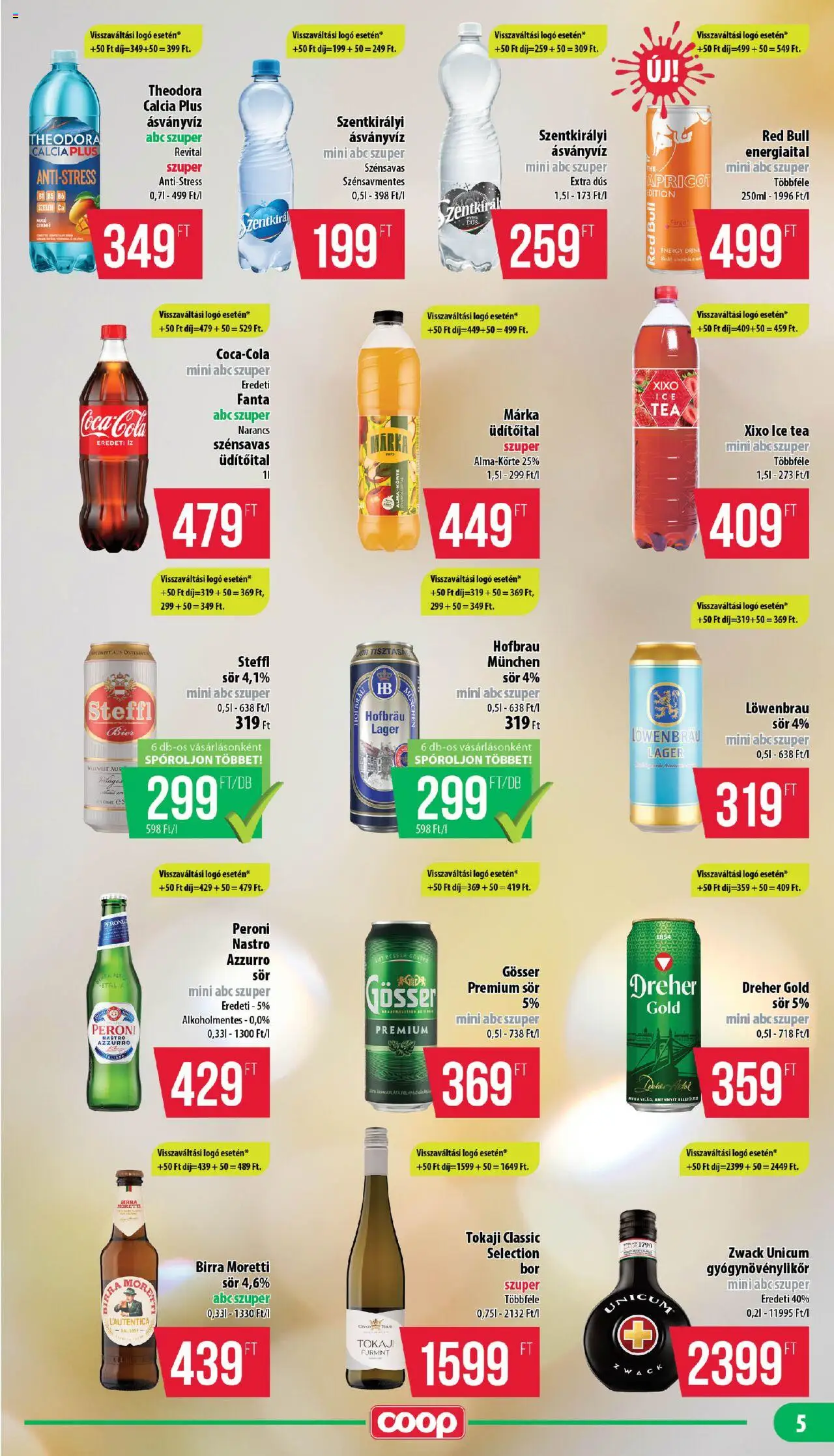 COOP akciós ujság - amely érvényes a következő dátumtól: 16.10.2025 | Oldal: 5 | Termékek: Energiaital, Ice tea, Gösser, Tea
