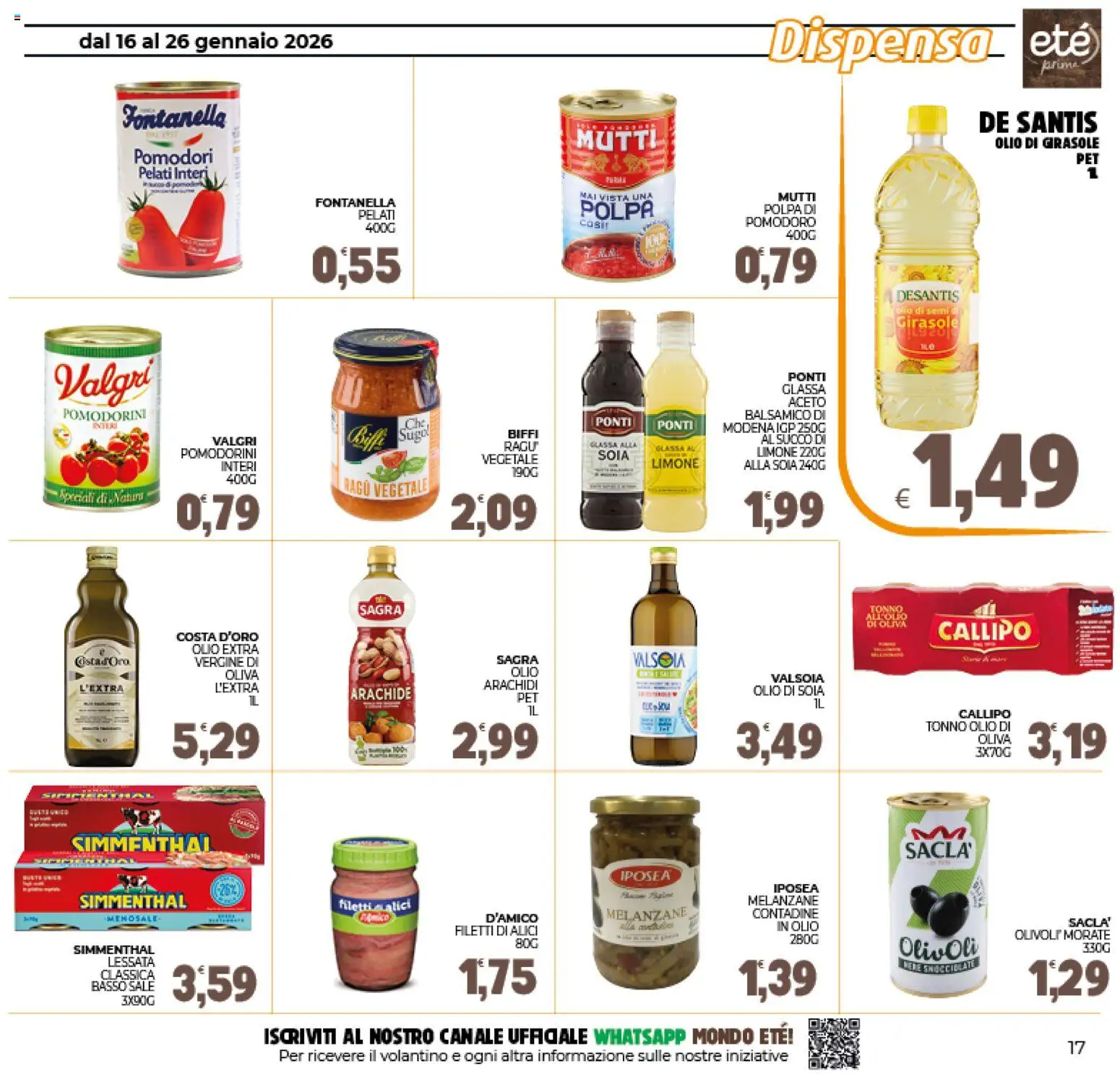 Volantino Eté del 16.01.2026 | Pagina: 17 | Prodotti: Sale, Melanzane, Arachidi, Alici