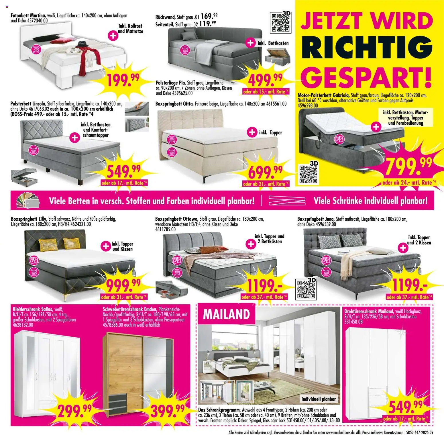 SB Möbel Boss Prospekt Neubrandenburg	 – gültig ab 06.12.2025 | Seite: 9 | Produkte: Matratze, Kleiderschrank, Schwebetürenschrank, Topper