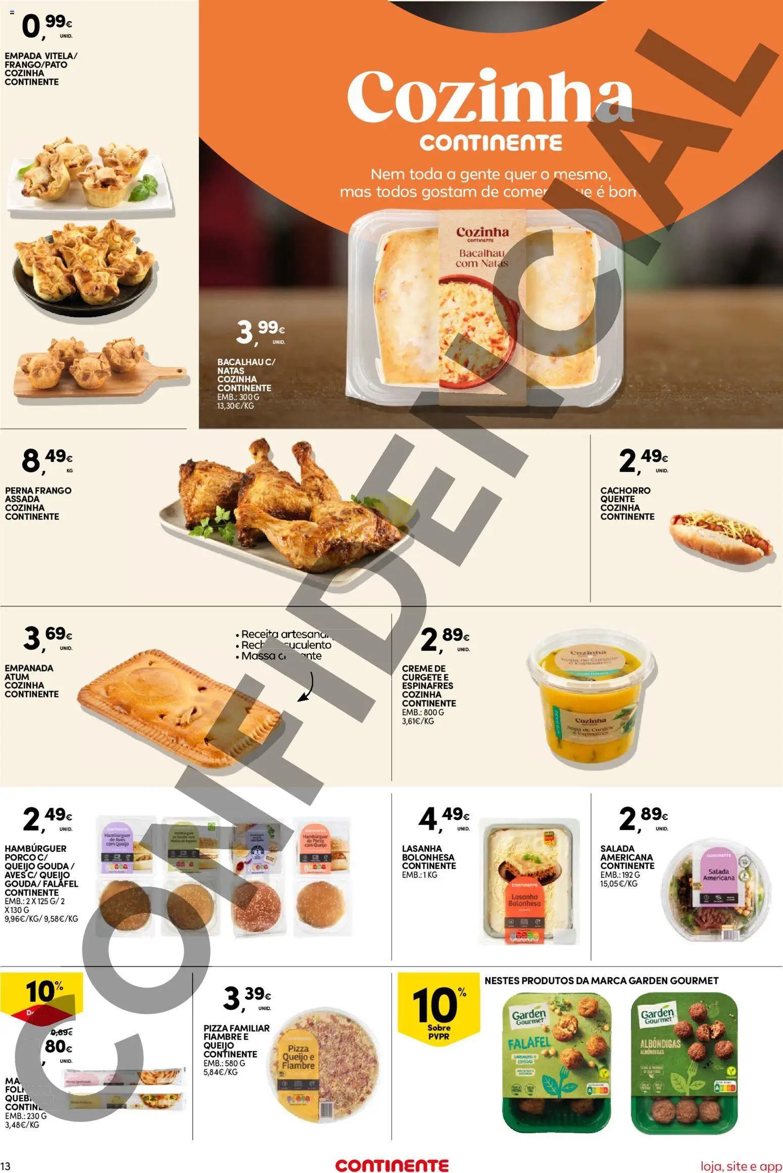 Continente Semanal Continente Bom Dia │ válido de 02.12.2025 | Página: 13 | Produtos: Curgete, Hambúrguer, Natas, Salada