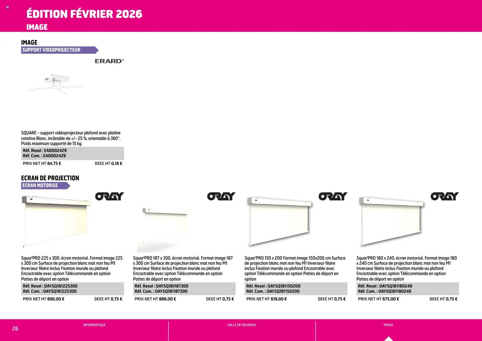 {H1} | Page: 26 | Produits: Poids, Télécommande, Écran de projection