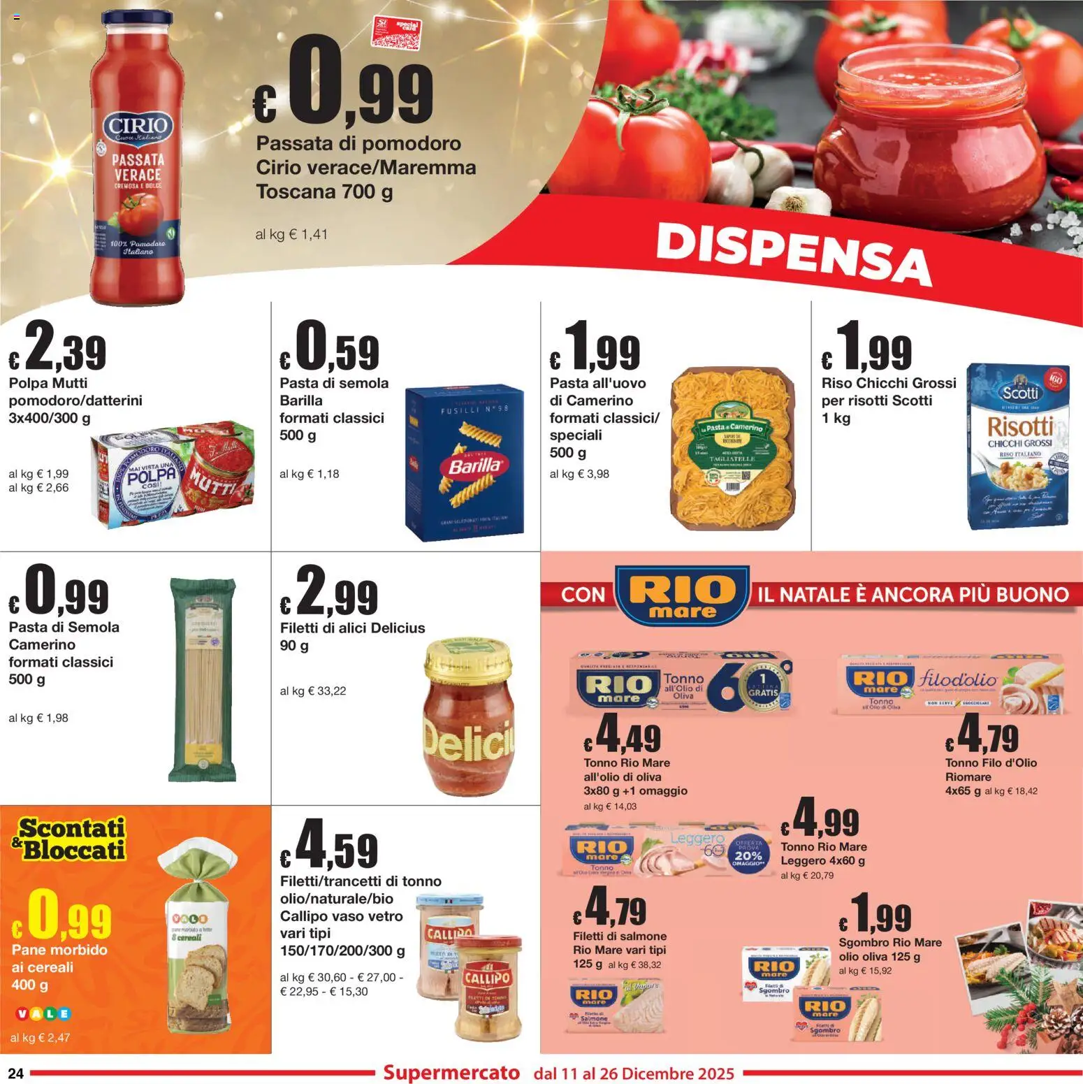 Volantino Sì con Te del 11.12.2025 | Pagina: 24 | Prodotti: Pasta, Fusilli, Sgombro, Vaso