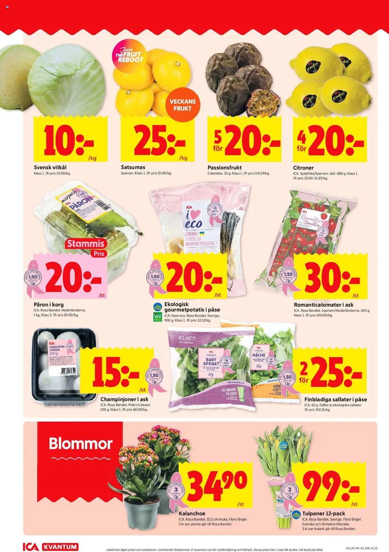 ICA Kvantum reklamblad aktuell från 06.10.2025 | Sida: 2 | Produkter: Vitkål, Korg, Champinjoner, Passionsfrukt