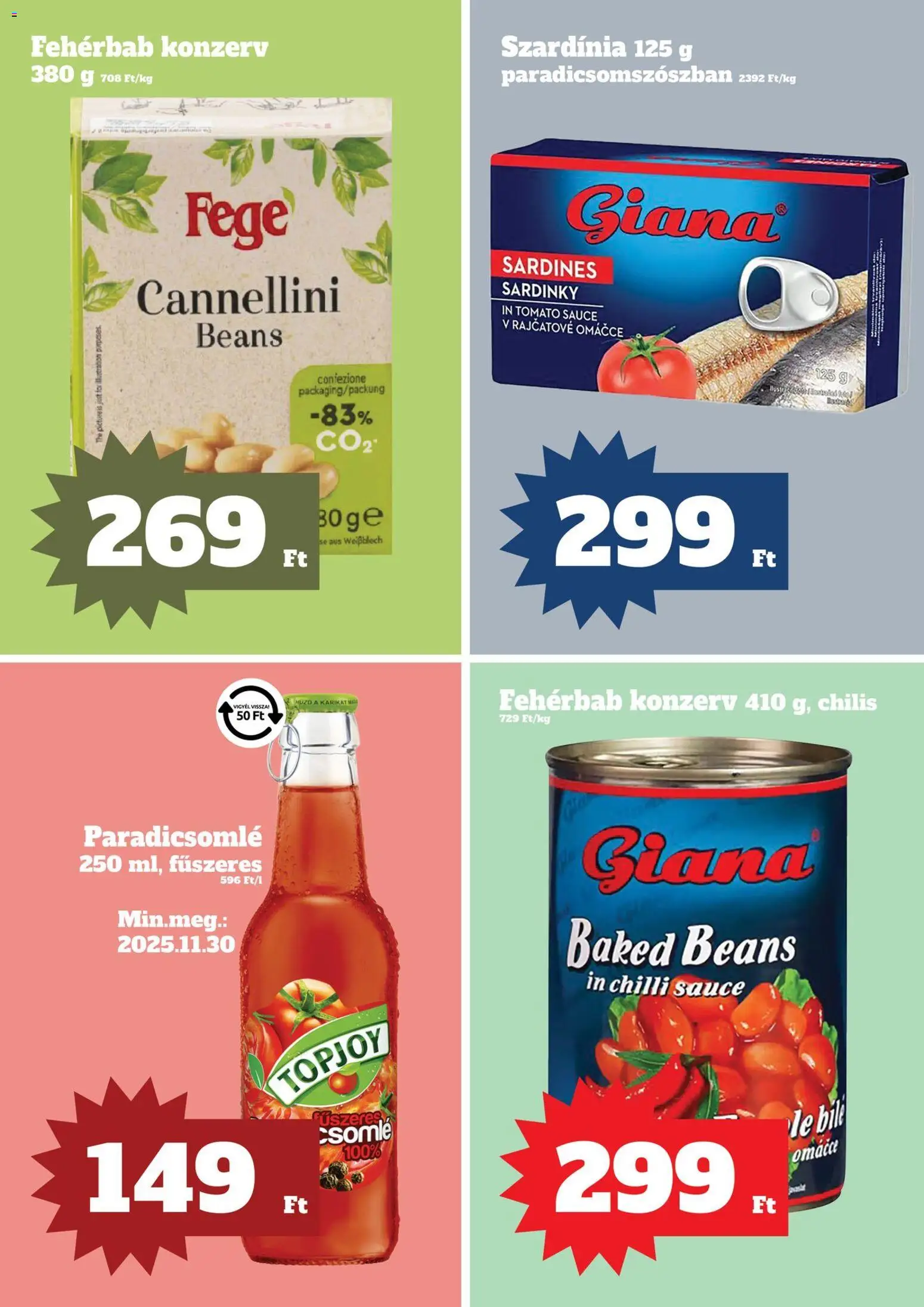 Family Diszkont akciós ujság - amely érvényes a következő dátumtól: 30.10.2025 | Oldal: 15 | Termékek: Szardínia, Paradicsomlé
