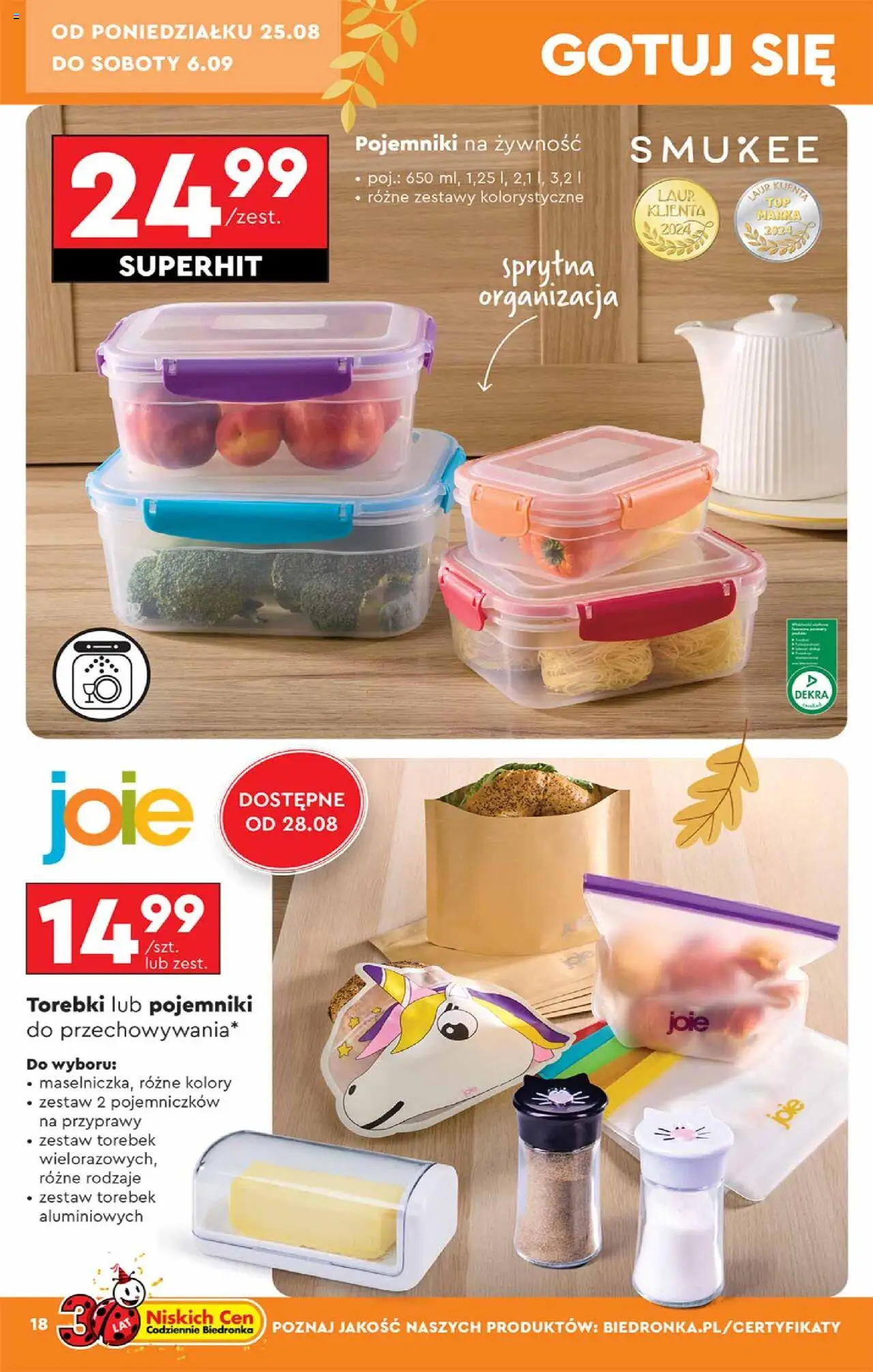 Biedronka gazetka - Hity i inspiracje od 25.08.2025 | Strona: 18 | Produkty: Pojemniki na żywność, Przyprawy, Torebki