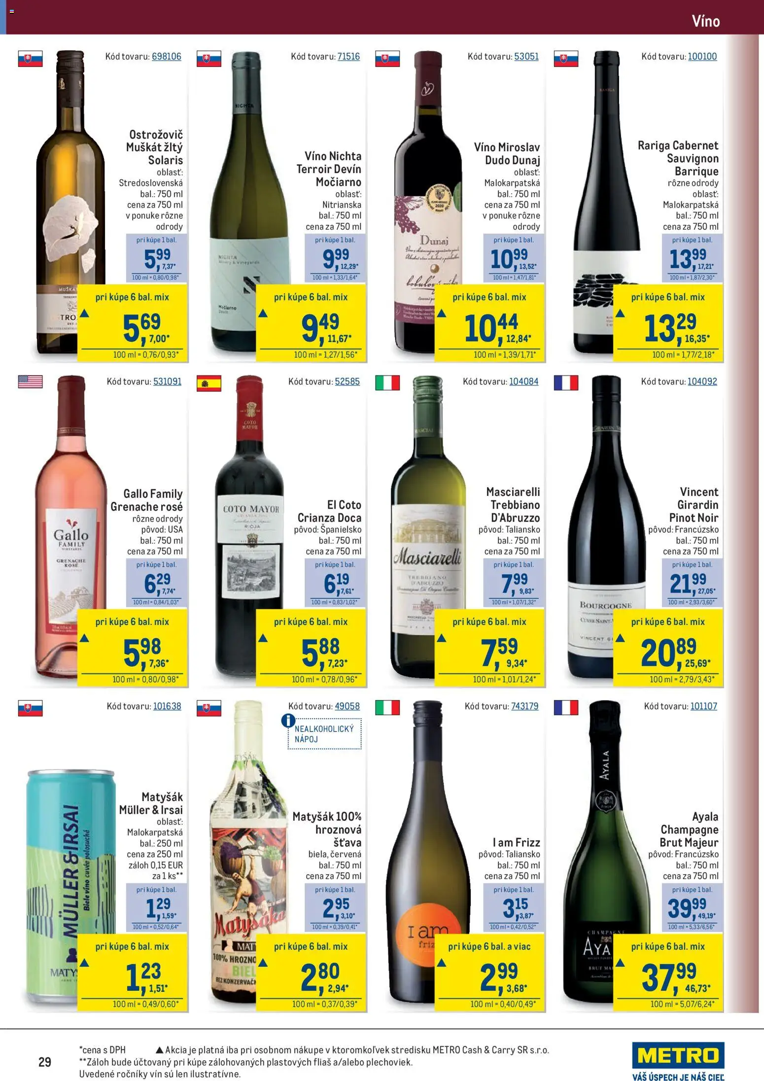 Nové Metro akcie – leták je platný od 05.11.2025 | Strana: 29 | Produkty: Biele víno, Víno, Hrozno