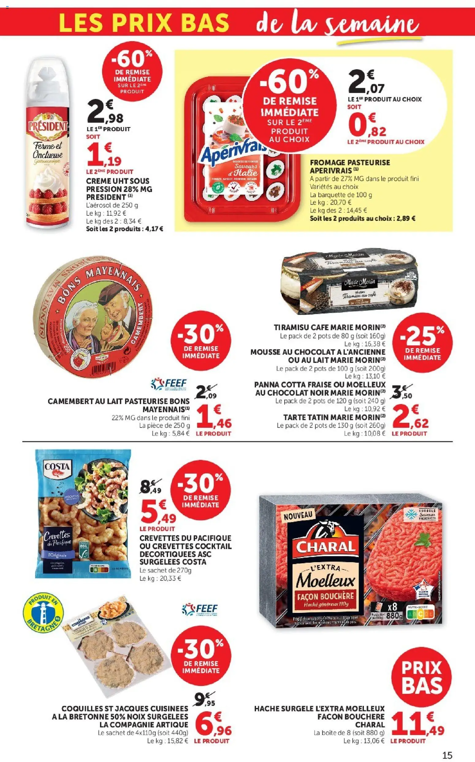 {H1} | Page: 15 | Produits: Fraise, Crevettes, Noix, Crème