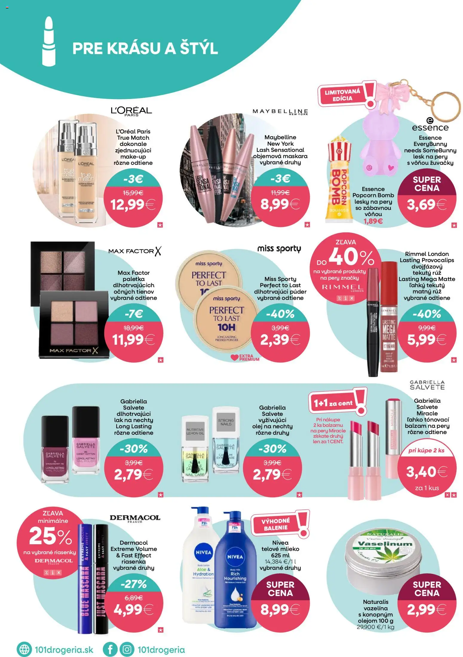 Nové 101 drogerie akcie – leták je platný od 25.03.2026 | Strana: 2 | Produkty: Olej, Nivea, Púder, Lesk na pery