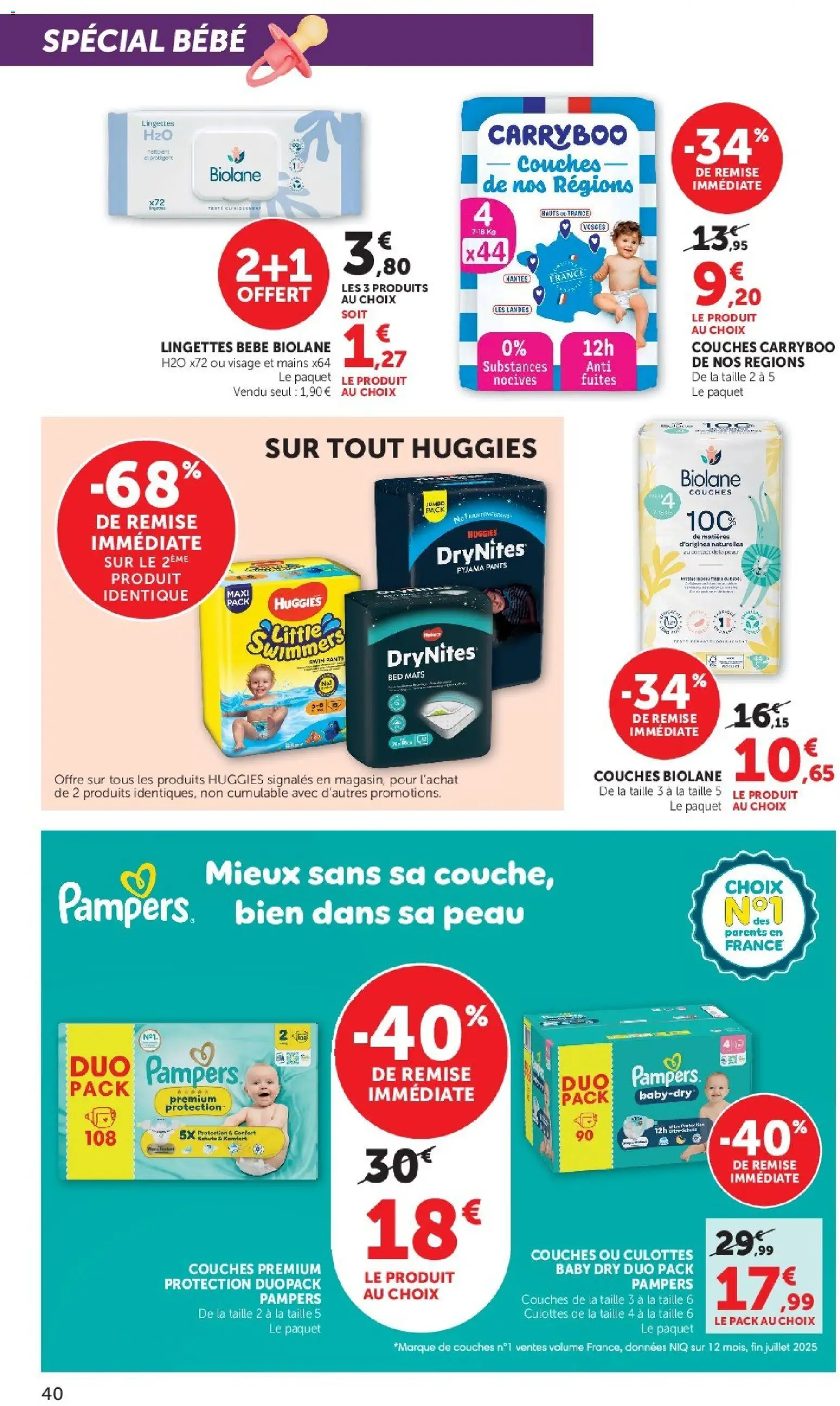 {H1} | Page: 40 | Produits: Couches, Pampers, Couches Carryboo, Pyjama