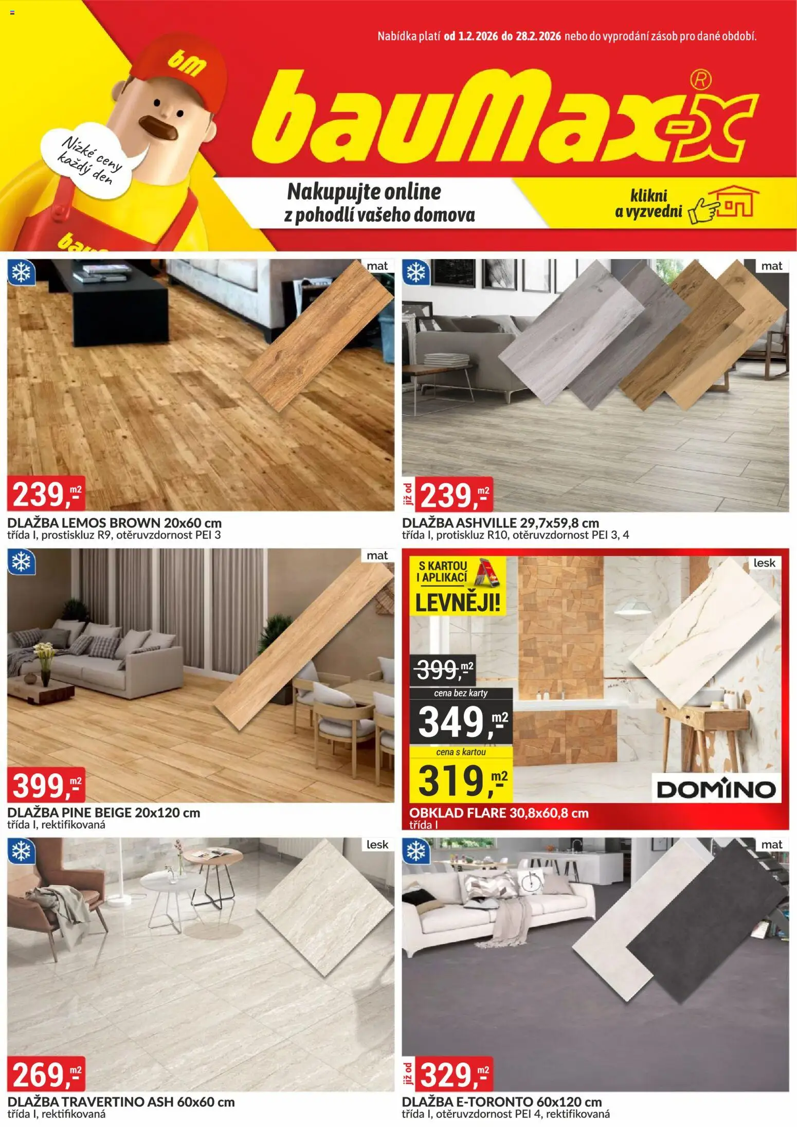 BAUMAX leták od 01.02.2026 | Strana: 1 | Produkty: Dlažba, Karty