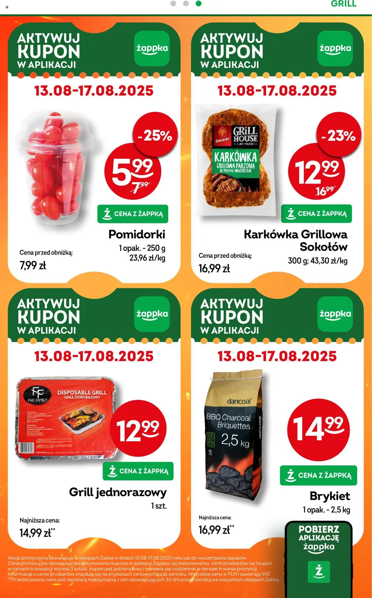 Żabka Gazetka od 13.08.2025 | Strona: 12 | Produkty: Karkówka, Grill, Grill jednorazowy
