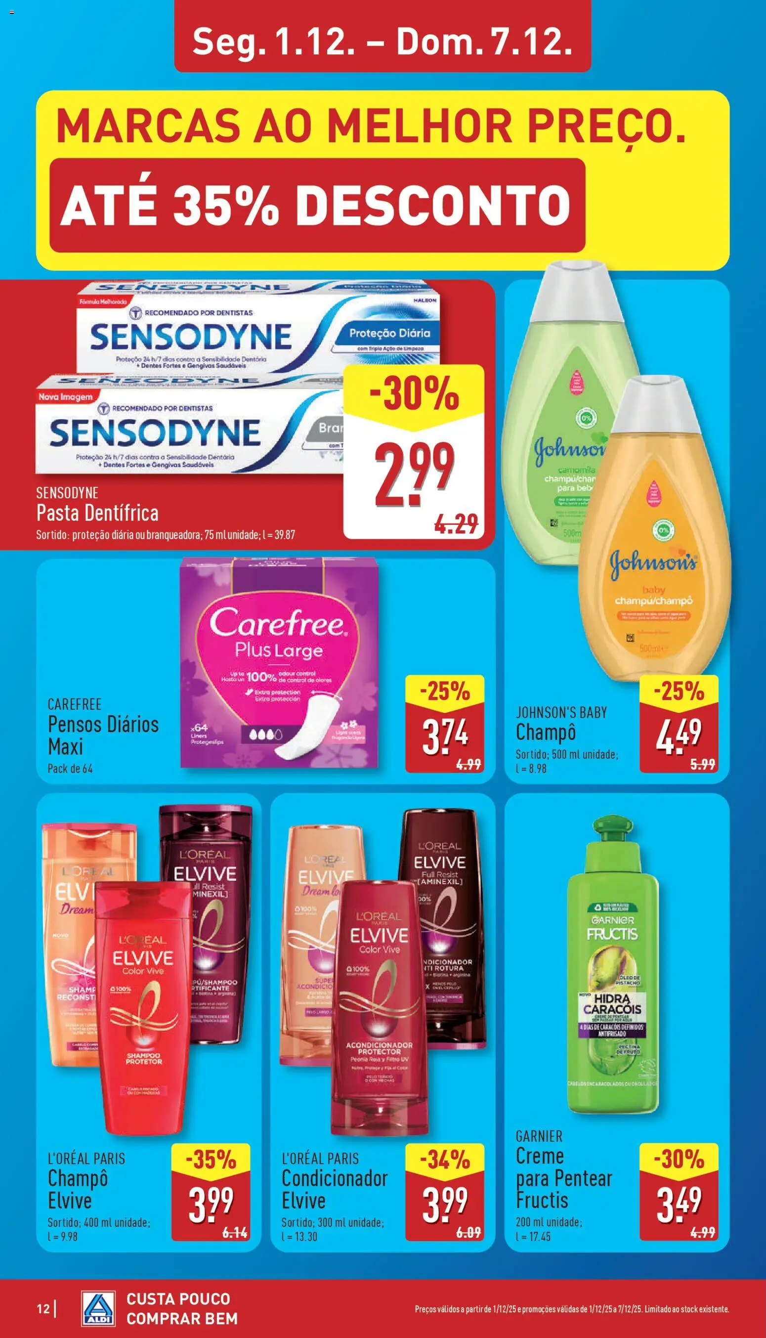 Aldi folheto │ válido de 01.12.2025 | Página: 12 | Produtos: Shampoo, Condicionador, Creme