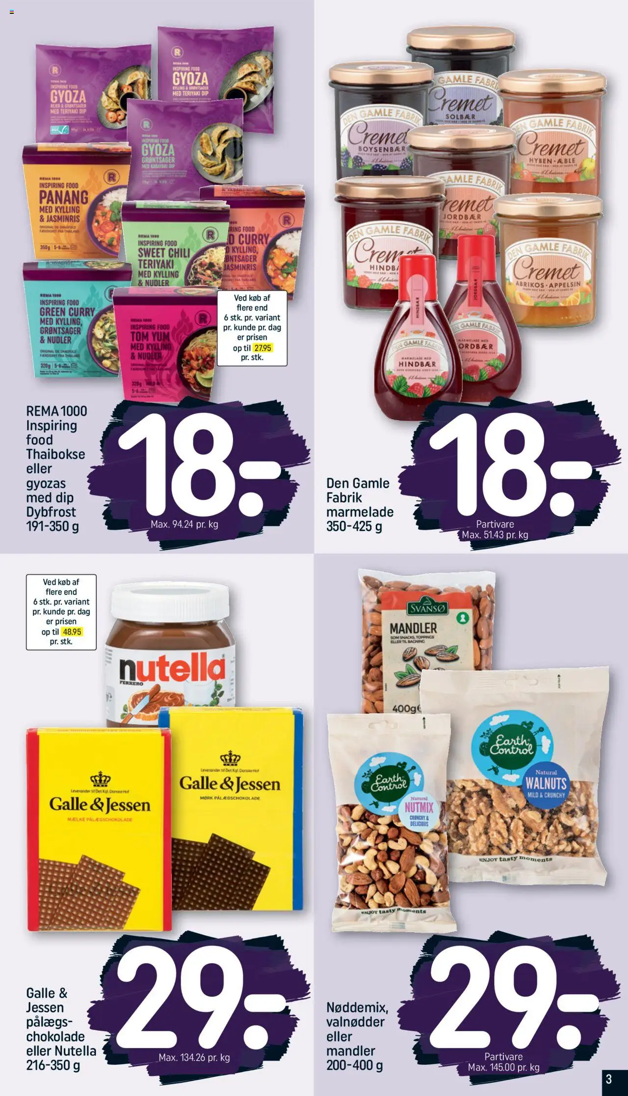 Rema 1000 Tilbudsavis gyldig fra 24.08.2025 | Side: 3 | Produkter: Chokolade, Valnødder, Marmelade, Solbær
