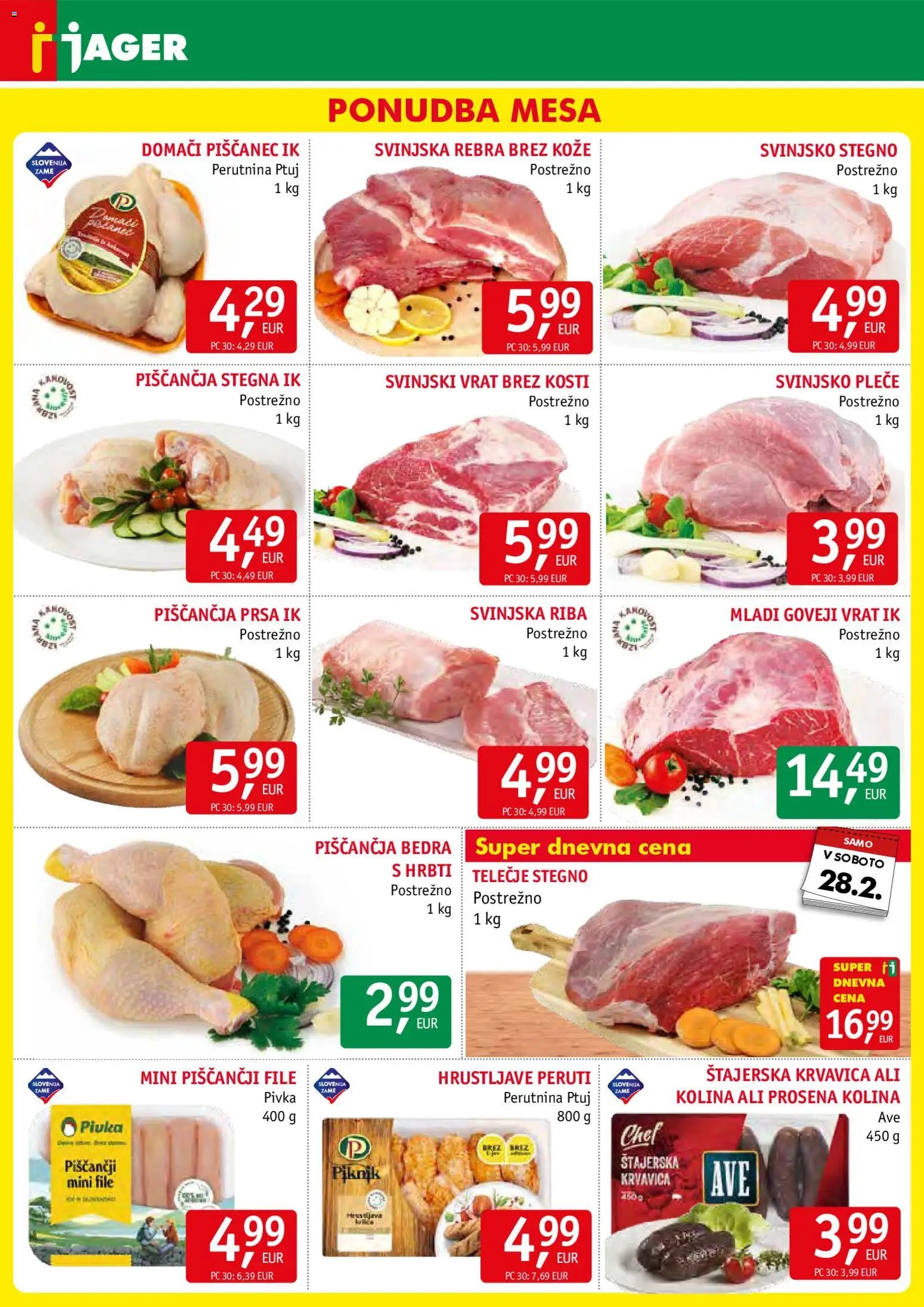 Novi Jager katalog ponudbe – veljaven od 25.02.2026 | Stran: 3 | Izdelki: Piščančja bedra, Bilderrahmen, Riba