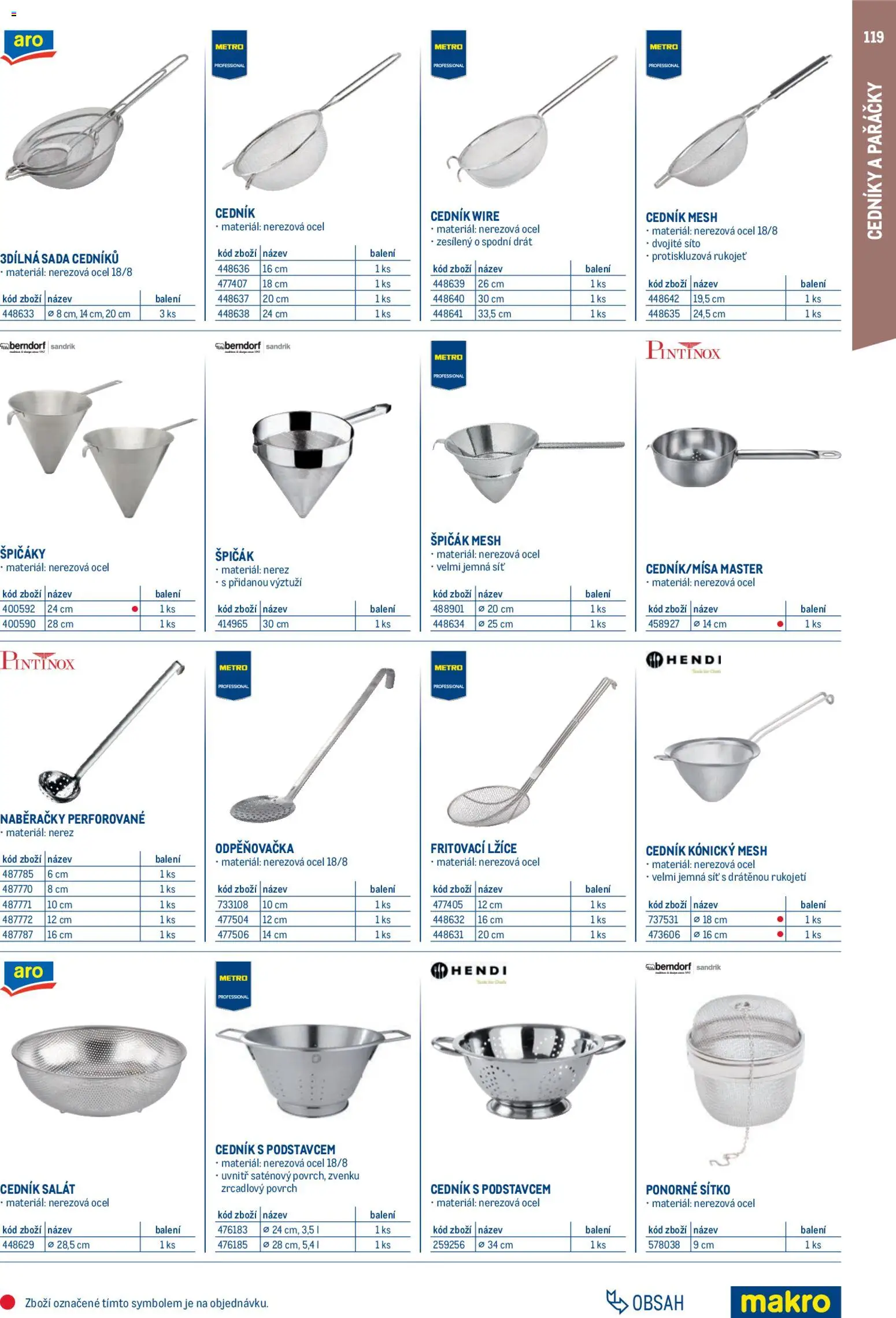 Makro leták - Gastro vybavení a zařízení od 01.02.2026 | Strana: 119 | Produkty: Sítko, Síť, Salát, Cedník