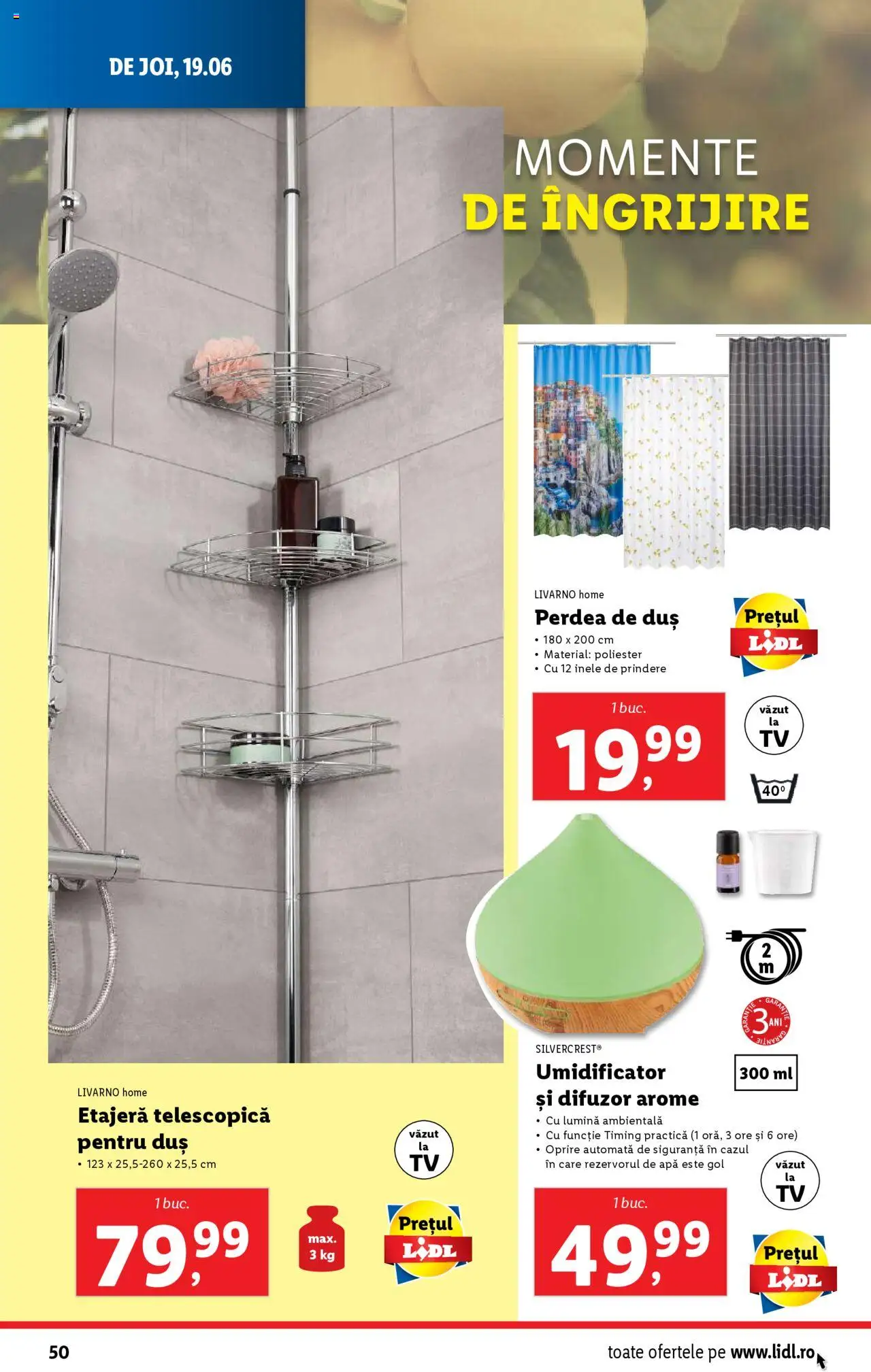 Catalog Lidl – valabil de la 16.06.2025 | Pagină: 50 | Produse: Tavuk suyu, Difuzor, Etajeră, Perdea